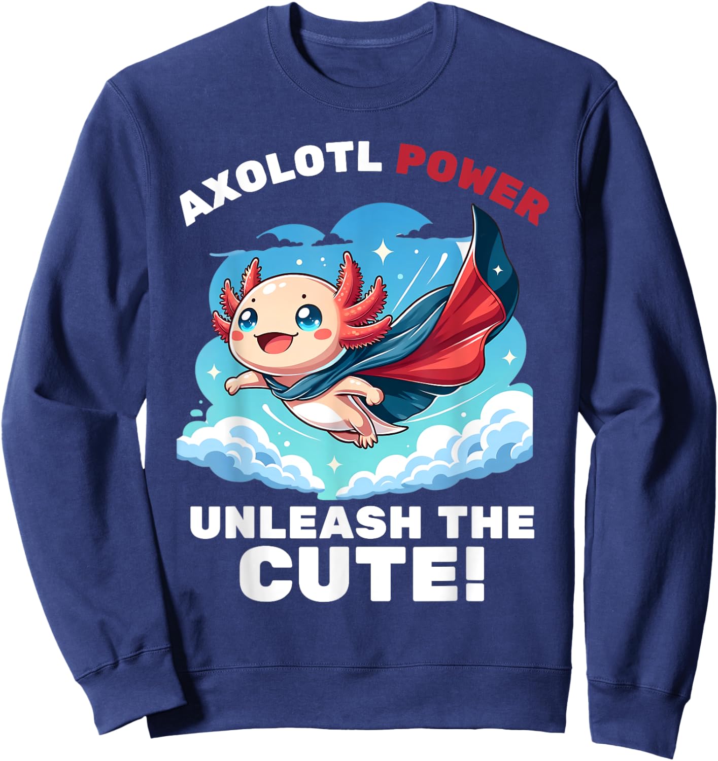 Funny axolotl superhero kids boys girls Sweatshirt - Sweatshirt | Navy