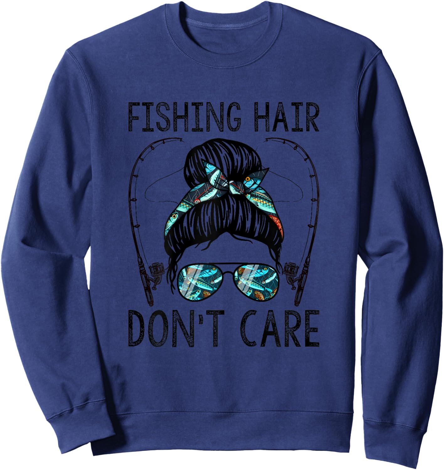 Fishing Hair Don't Care Sweatshirt - Sweatshirt | Navy