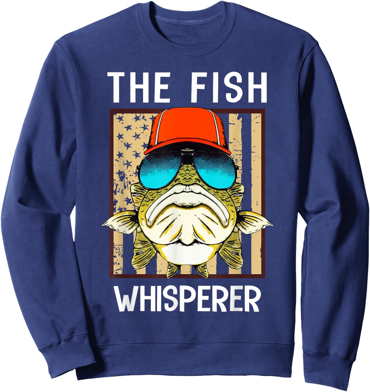 The fis.h whisperer american flag Women Men Sweatshirt - Sweatshirt | Navy