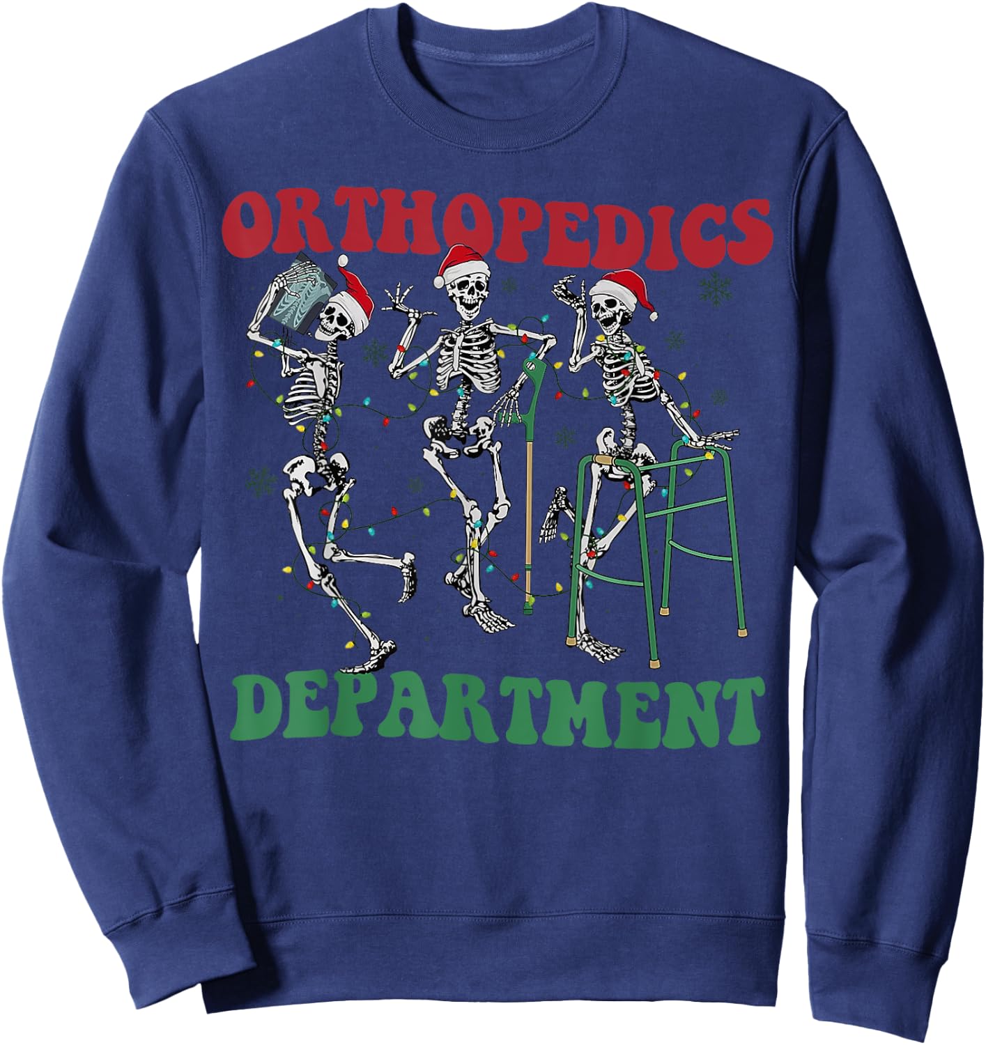 Skeleton Orthopedics Department Santa Christmas Sweatshirt - Sweatshirt | Navy
