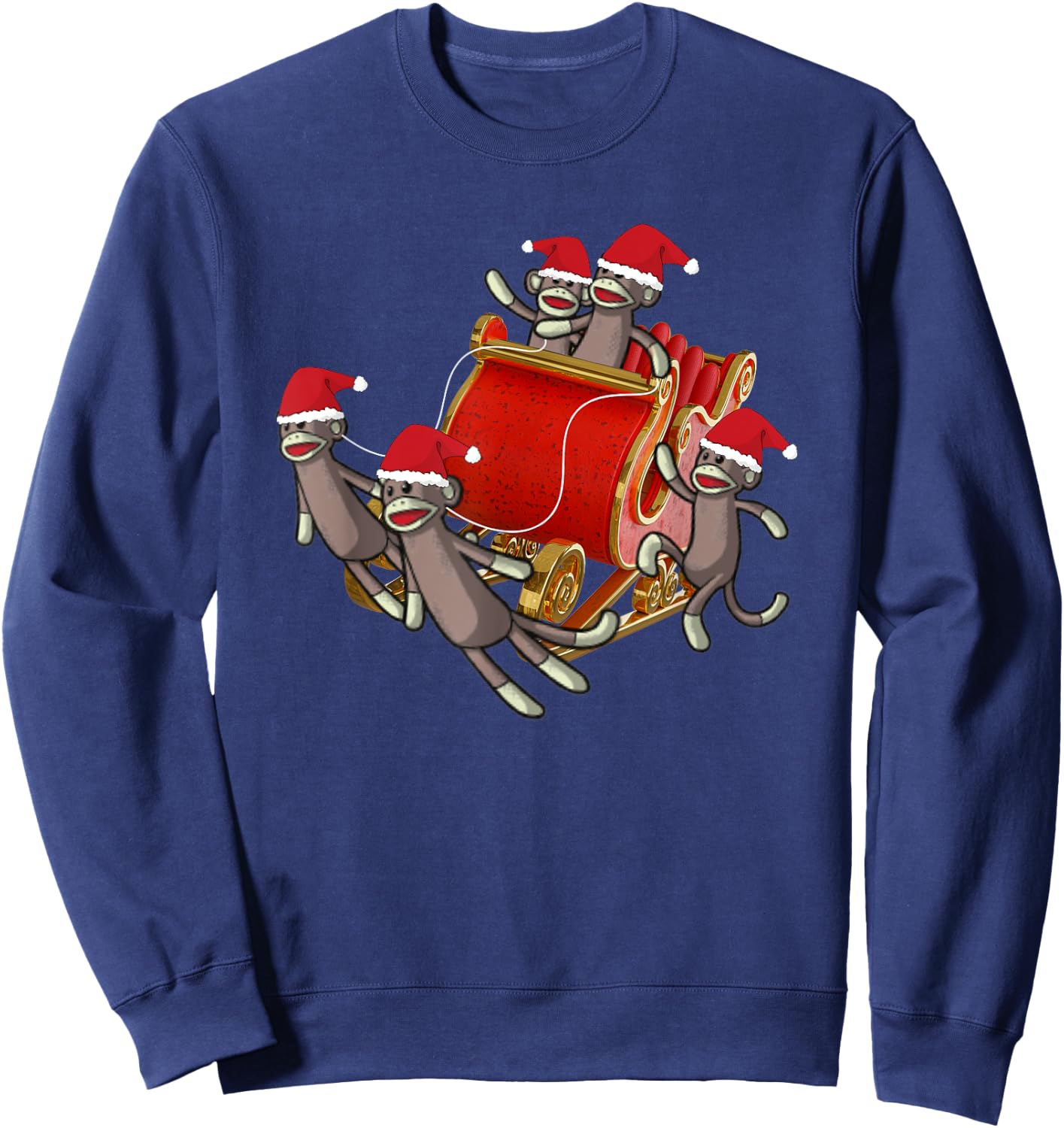 Sock Monkeys Take Over Christmas Funny Sock Monkey Sweatshirt - Sweatshirt | Navy
