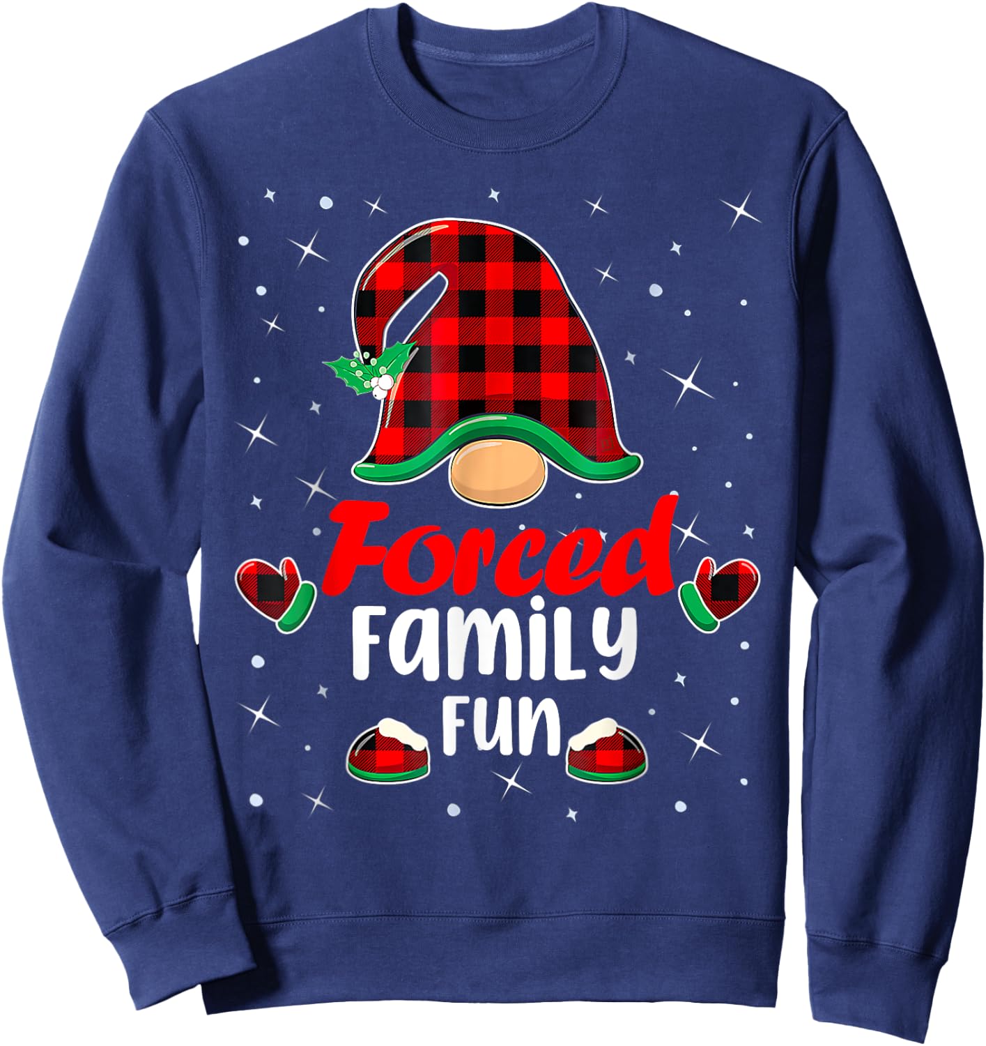 Funny Xmas Santa Hat Forced Family Fun Anti Christmas Gifts Sweatshirt - Sweatshirt | Navy