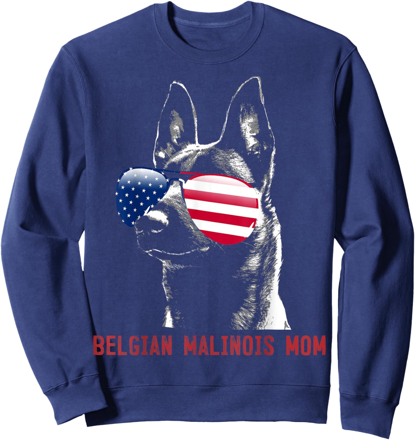 Belgian Malinois Mom Dog Puppy USA Women Sweatshirt - Sweatshirt | Navy