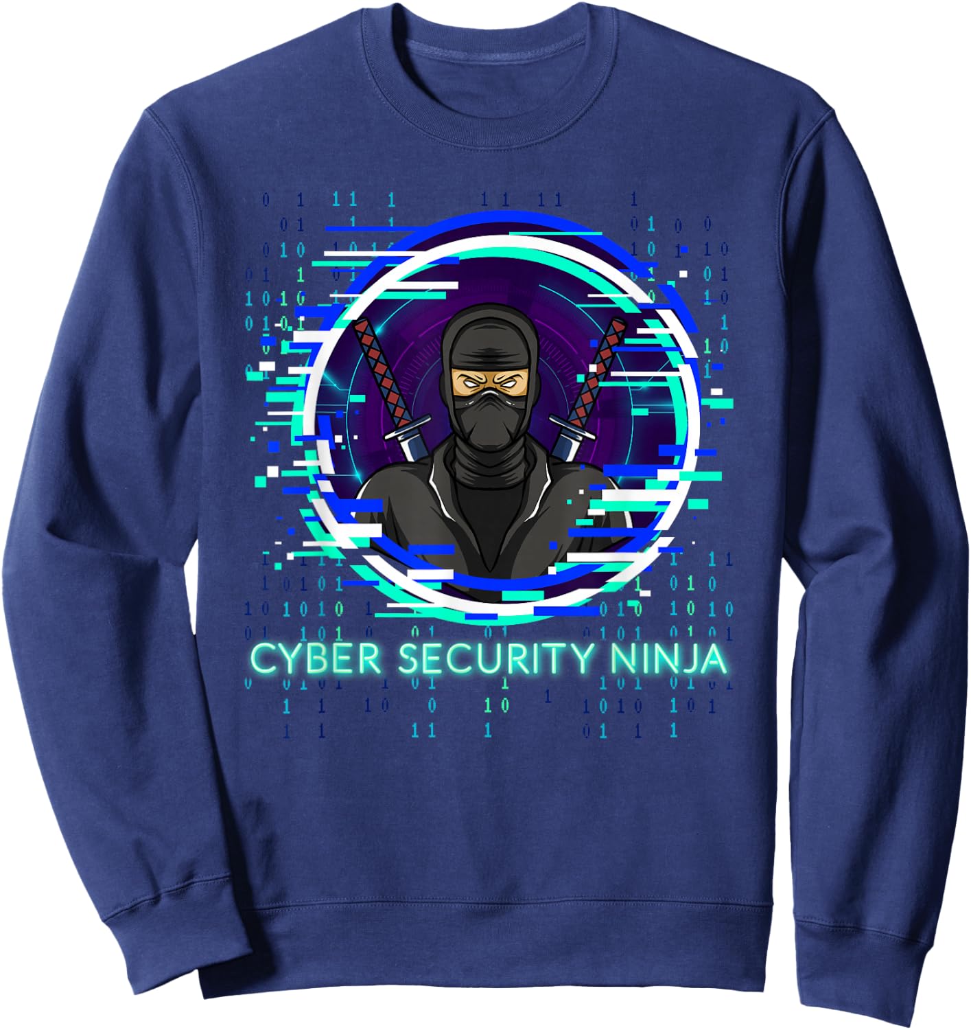 Cybersecurity Ninja Binary Code Programmer Nerd Design Sweatshirt - Sweatshirt | Navy