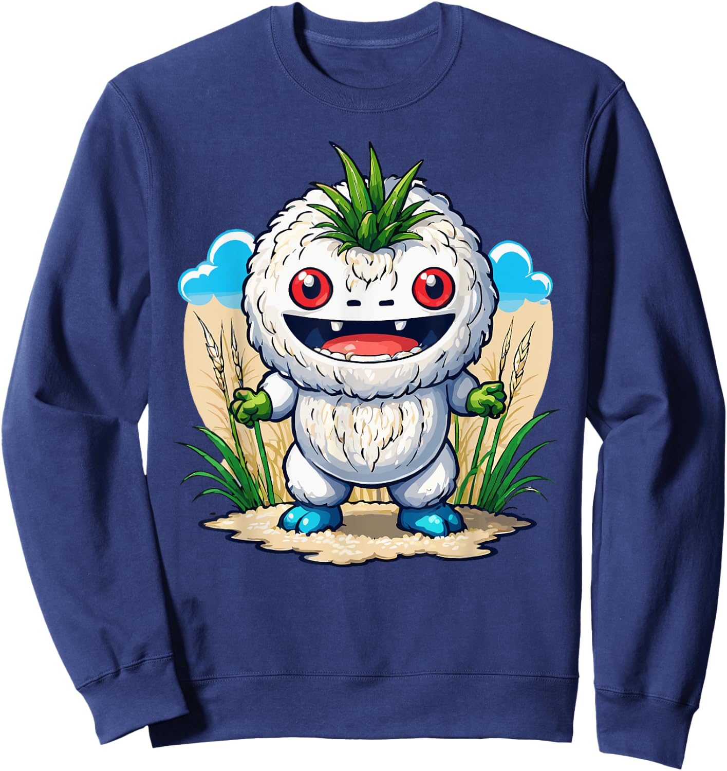 Japanese Food Anime Kawaii Rice Monster Sweatshirt - Sweatshirt | Navy
