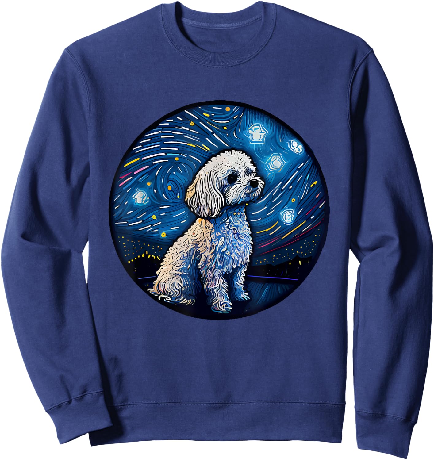 Maltipoo Starry Night Van Gogh Maltipoo Mom Dad Owner Sweatshirt - Sweatshirt | Navy