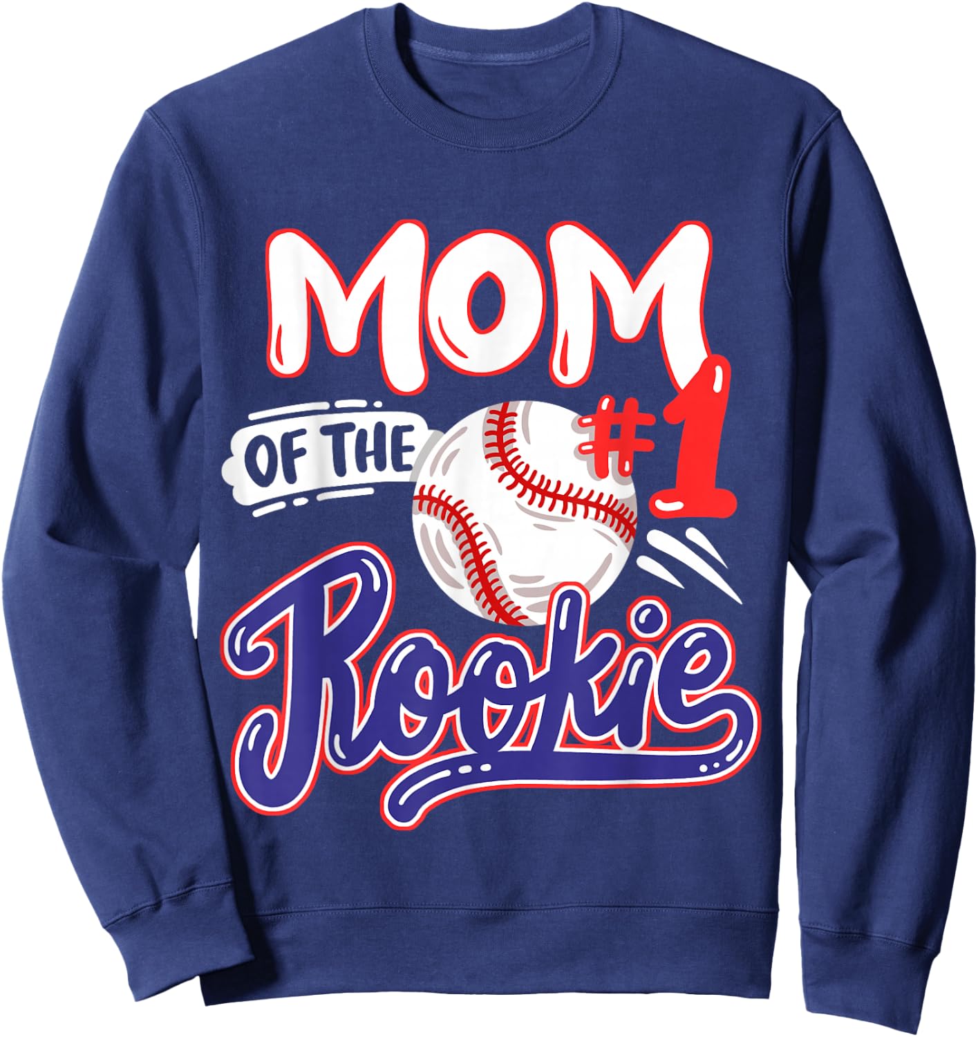 Mom of Rookie 1st Baseball Birthday Party Theme Matching Sweatshirt - Sweatshirt | Navy