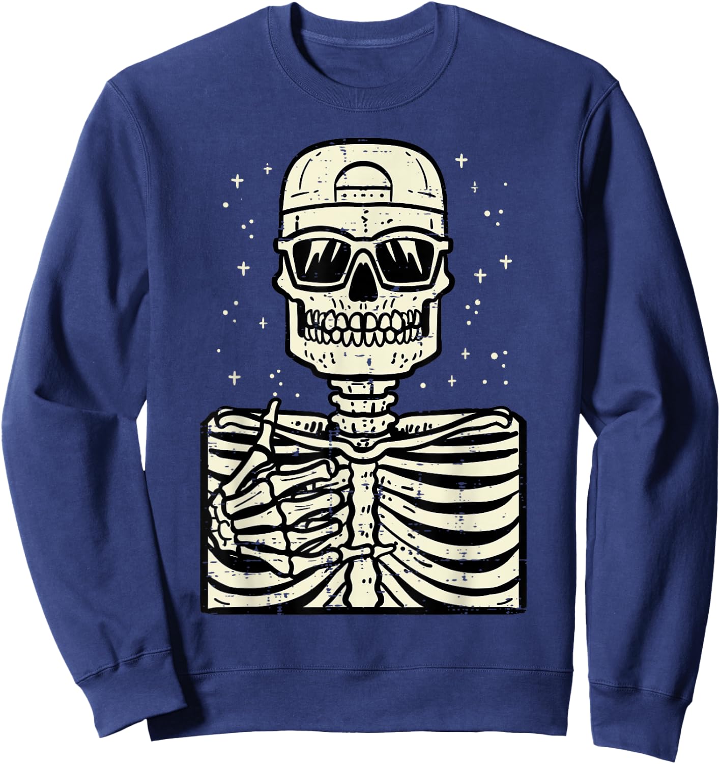 Rocker Skeleton Rock Cool Goth Halloween Men Boys Kids Teen Sweatshirt - Sweatshirt | Navy