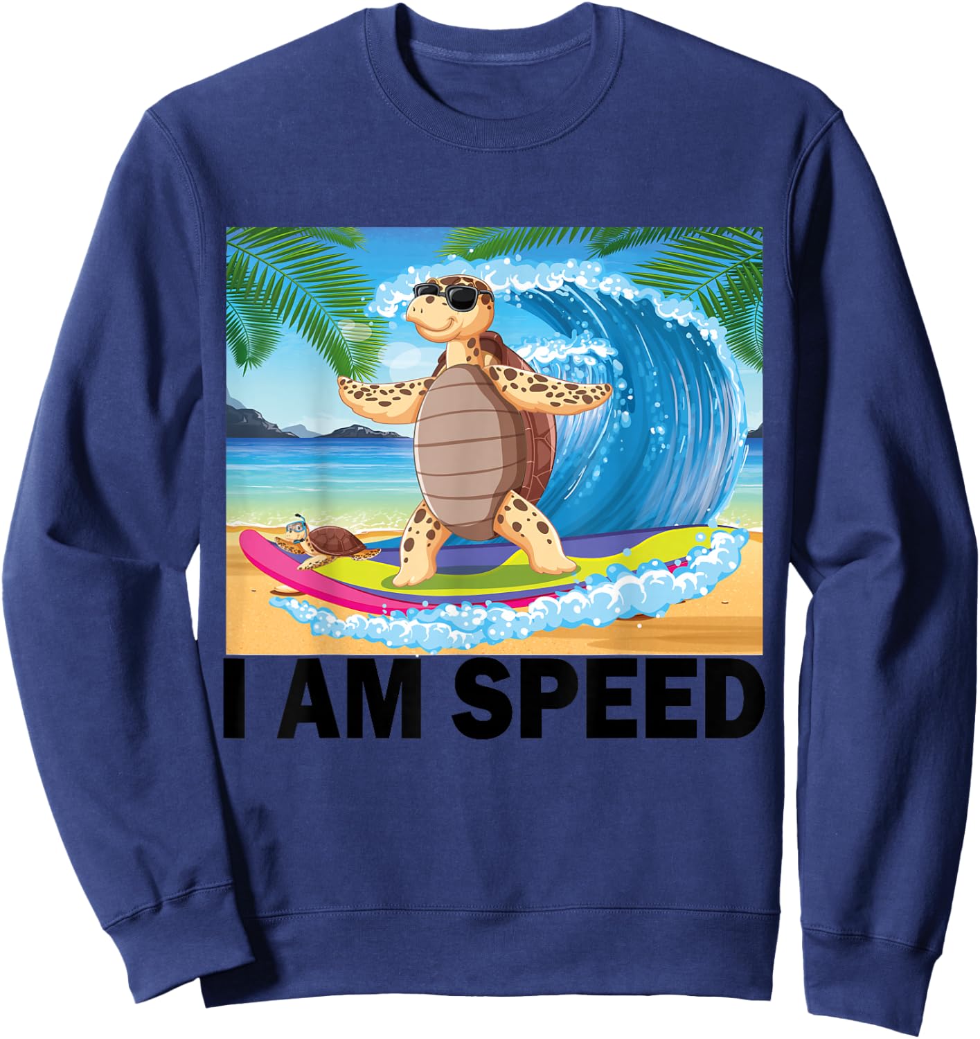 Funny Cute Tortoise I Am Speed Sarcastic Parmy Animal Humor Sweatshirt - Sweatshirt | Navy