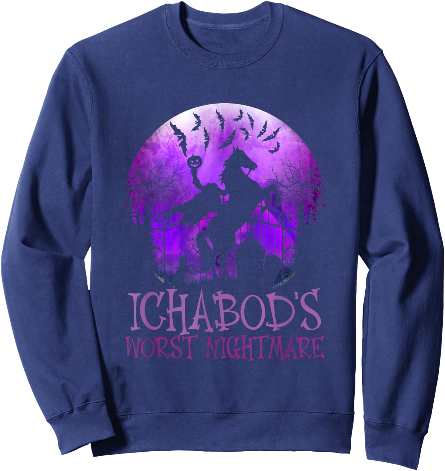 Ichabod's Worst Nightmare, Headless Horseman Halloween Sweatshirt - Sweatshirt | Navy