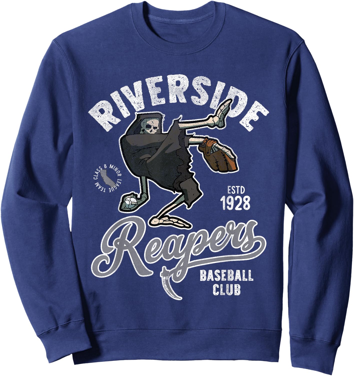 Riverside Grim Reapers Retro Minor League Baseball Team Sweatshirt - Sweatshirt | Navy