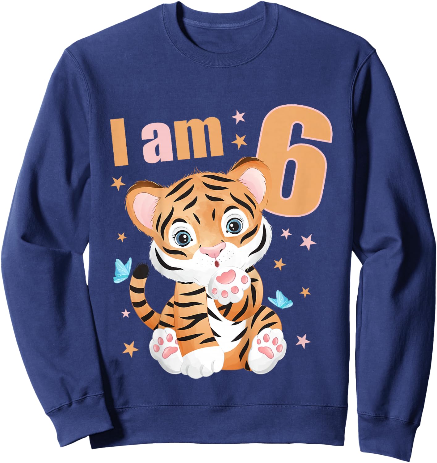 6 Years old 6 birthday outfit Boy girl Tiger Sweatshirt - Sweatshirt | Navy