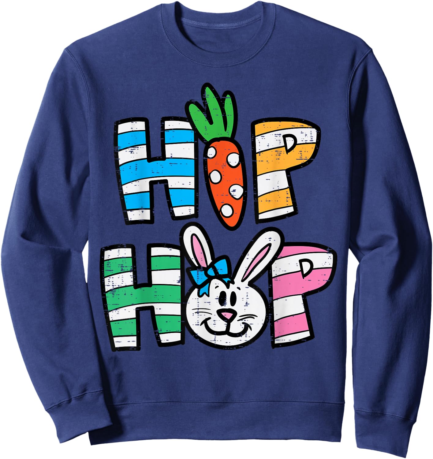 Easter Hip Hop Carrot Bunny Rabbit Boys Girls Kids Toddler Sweatshirt - Sweatshirt | Navy