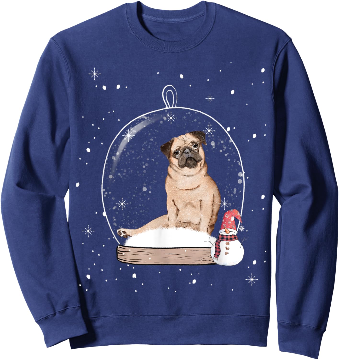 Christmas Pug Dog Snow Globe Pajama Women Kids Sweatshirt - Sweatshirt | Navy