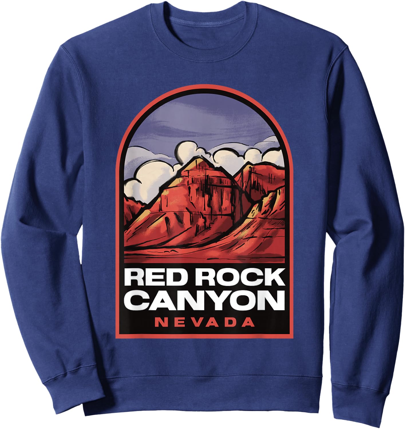 Red Rock Canyon Nevada Vintage Travel Sweatshirt - Sweatshirt | Navy