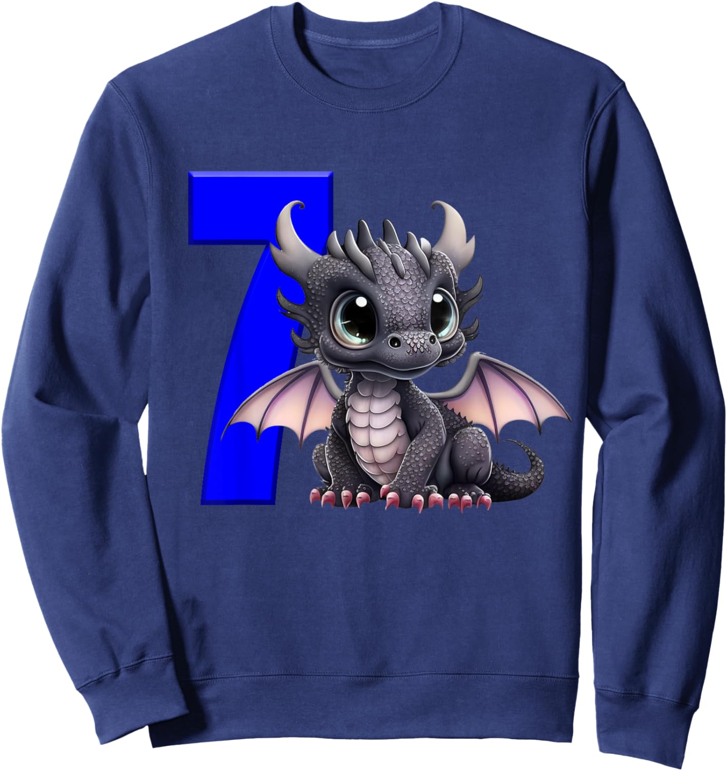 7th Birthday Shirt Dragon Party Birthday Boy Blue 7 Seven Sweatshirt - Sweatshirt | Navy