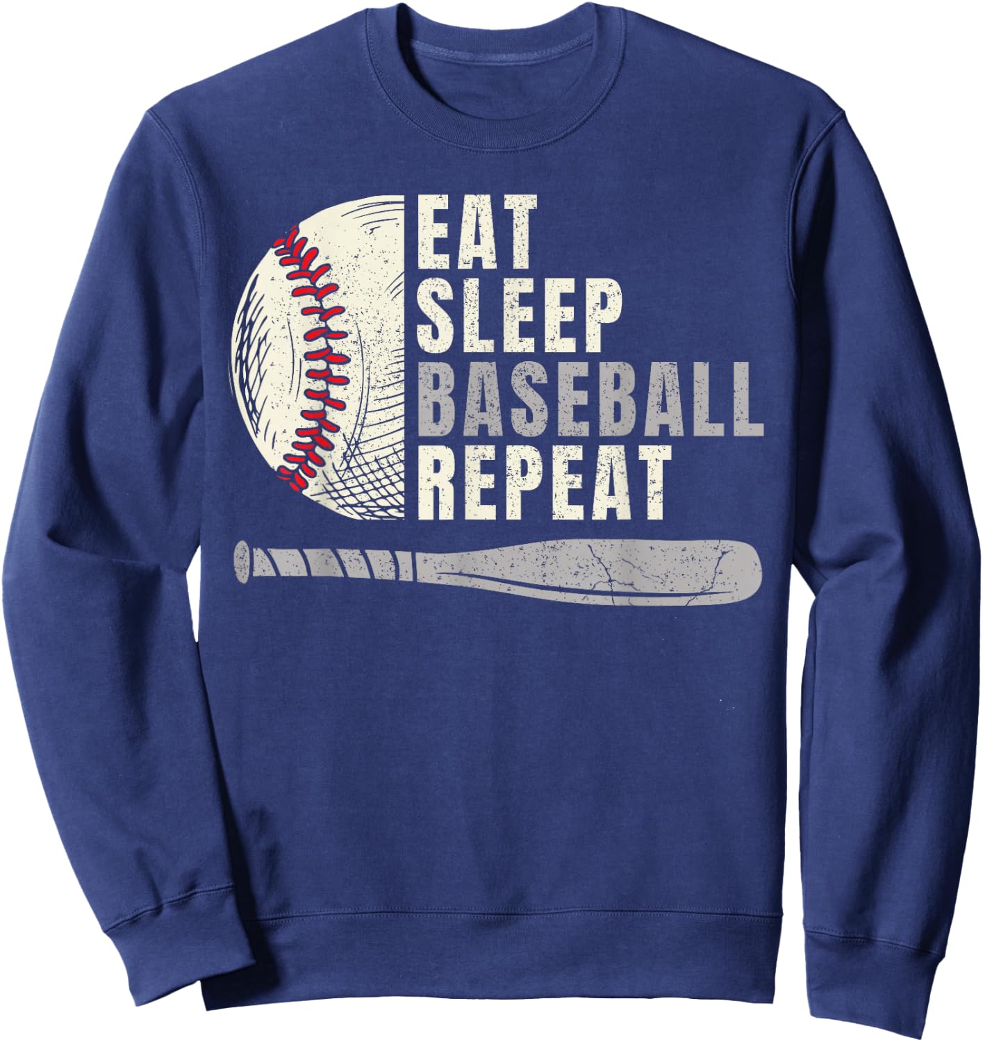 Eat Sleep Baseball Repeat Funny Baseball Player Sweatshirt - Sweatshirt | Navy