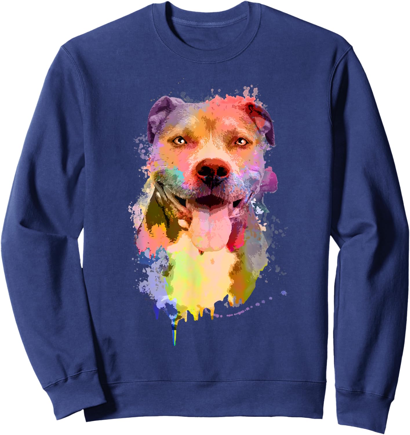 Cool Pitbull Women Artistic Watercolor Pitbull Owner Sweatshirt - Sweatshirt | Navy