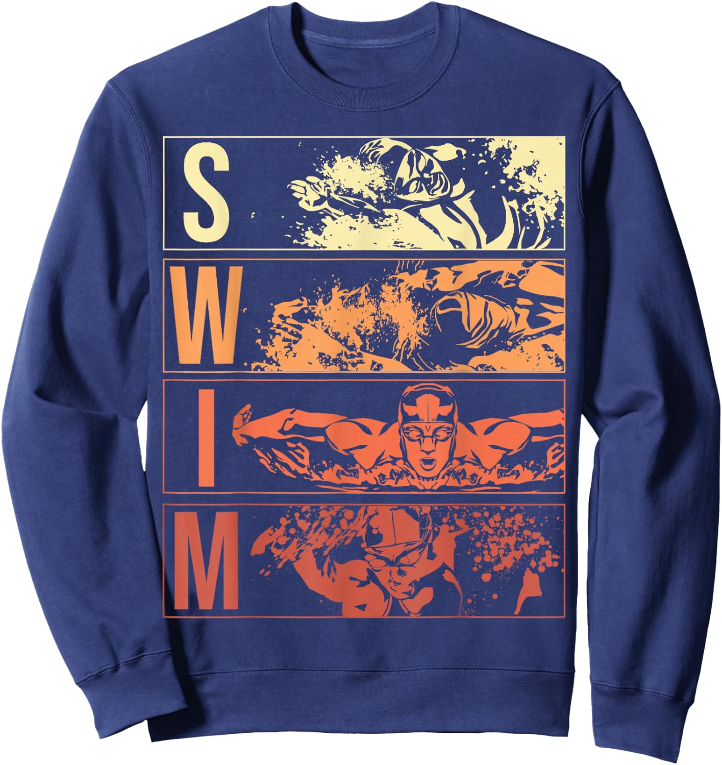 Retro Swimming Water Swim Sports Theme Swimmers Athlete Sweatshirt - Sweatshirt | Navy