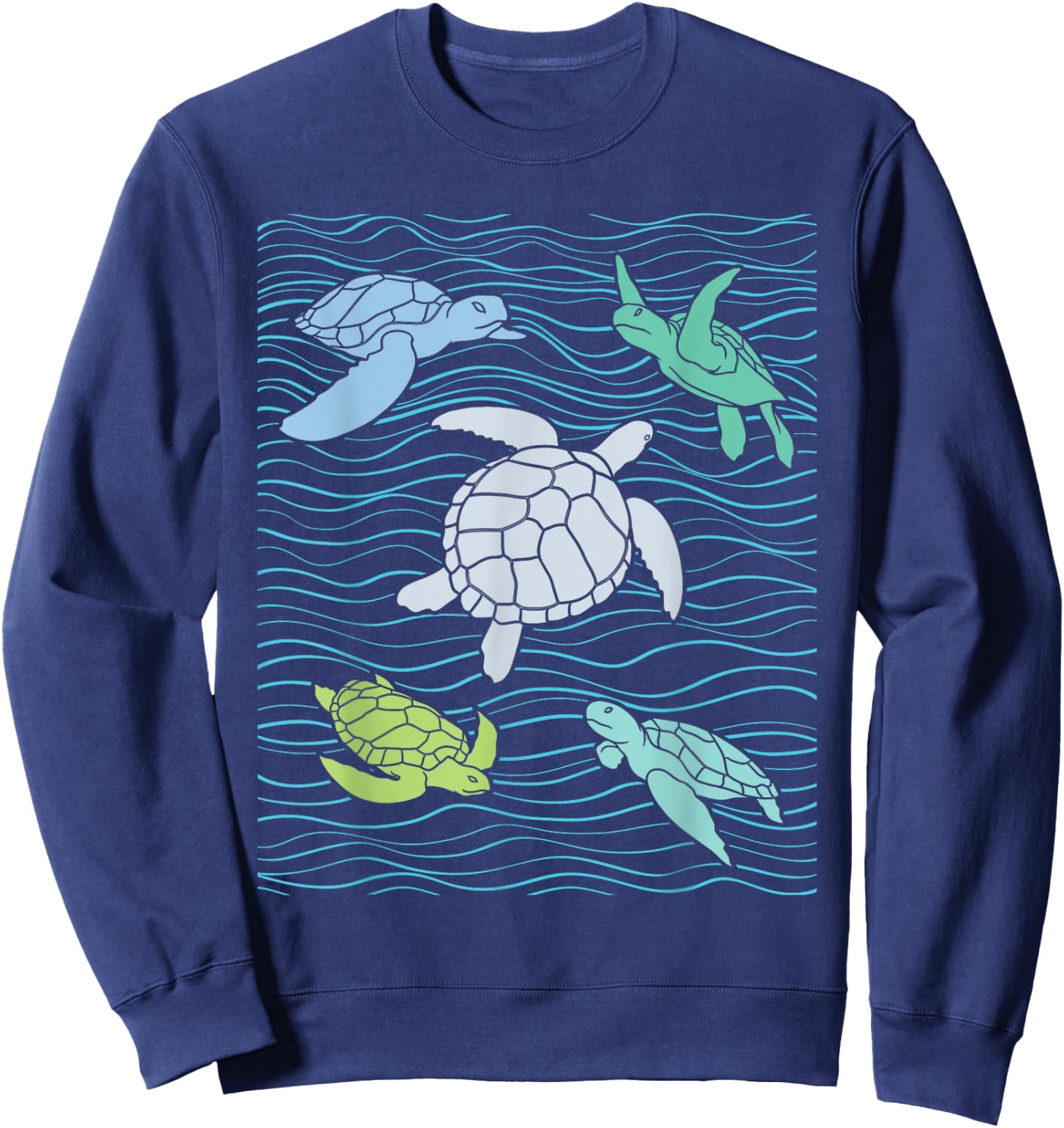 Colorful Sea Turtles - Animal Whisperer Ocean Beach Lover Sweatshirt - Sweatshirt | Navy