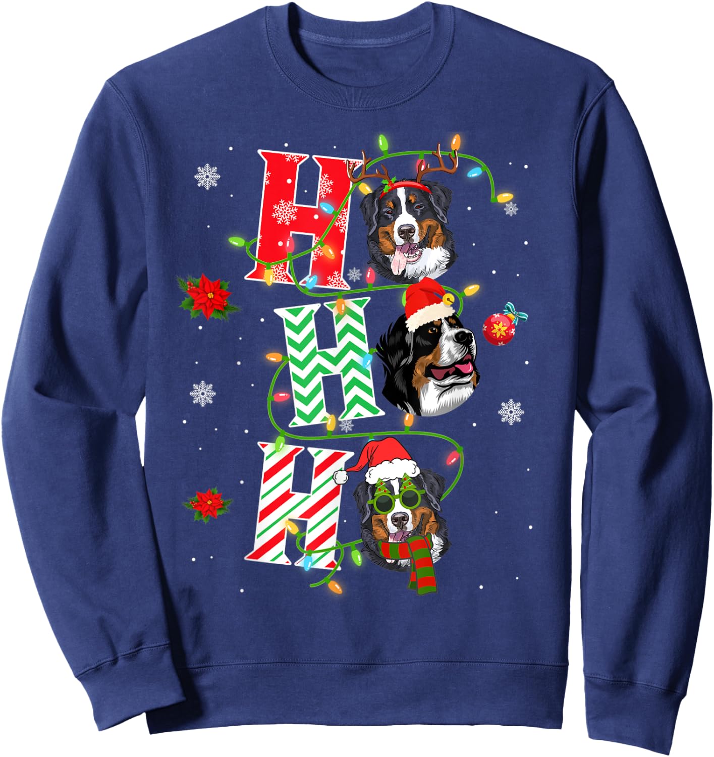 Christmas Ho Ho Ho Bernese Mountain Dog Funny Xmas Dog Women Kids Sweatshirt - Sweatshirt | Navy