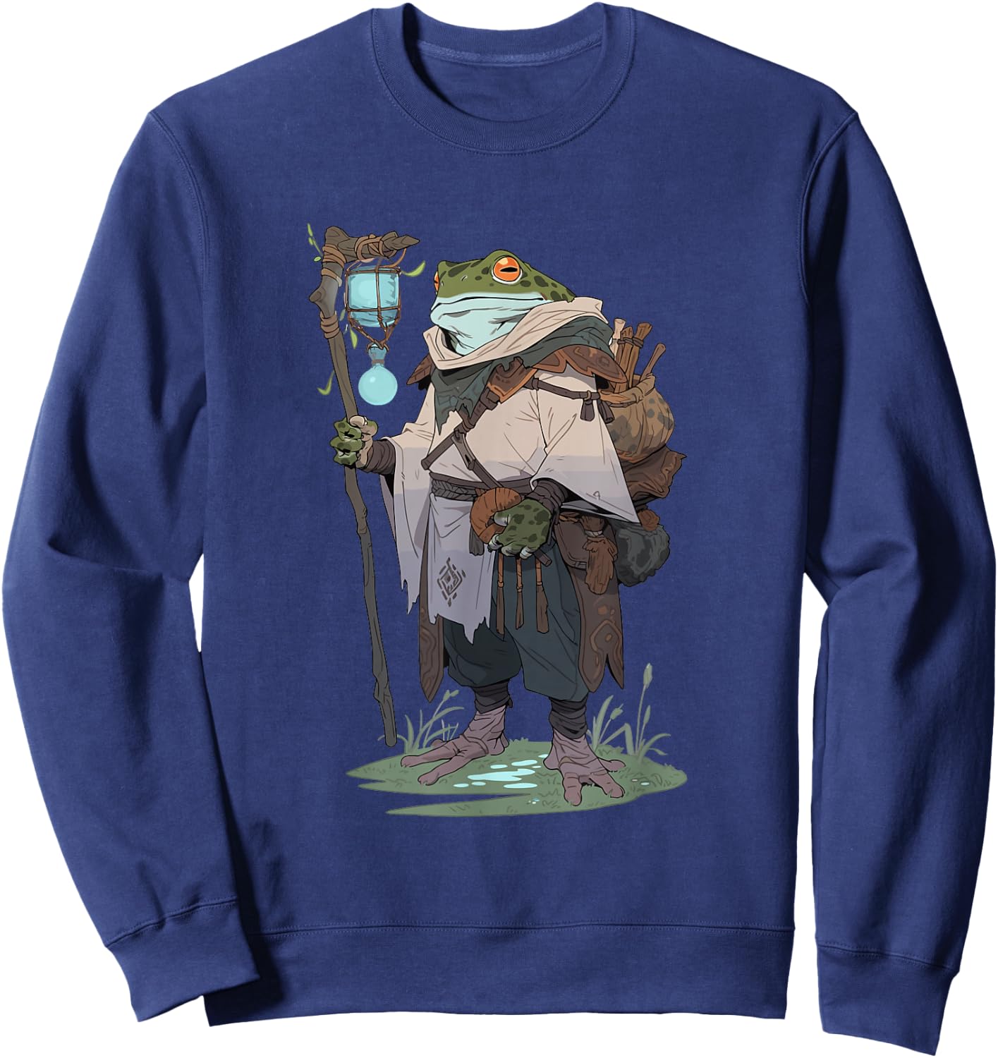 Fantasy Frog Druid hiking in the nature Sweatshirt - Sweatshirt | Navy