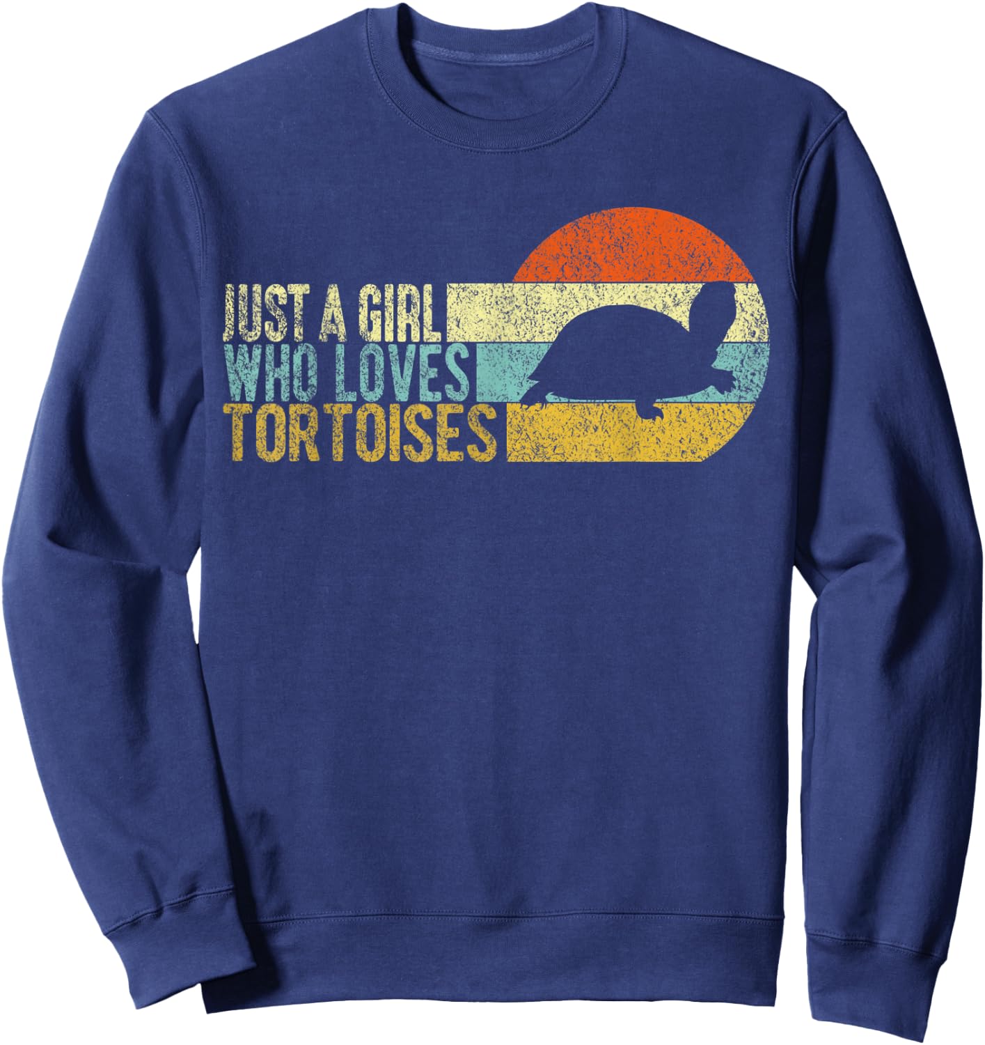 Just A Girl Who Loves Tortoises Turtle Lover Tortoise Retro Sweatshirt - Sweatshirt | Navy
