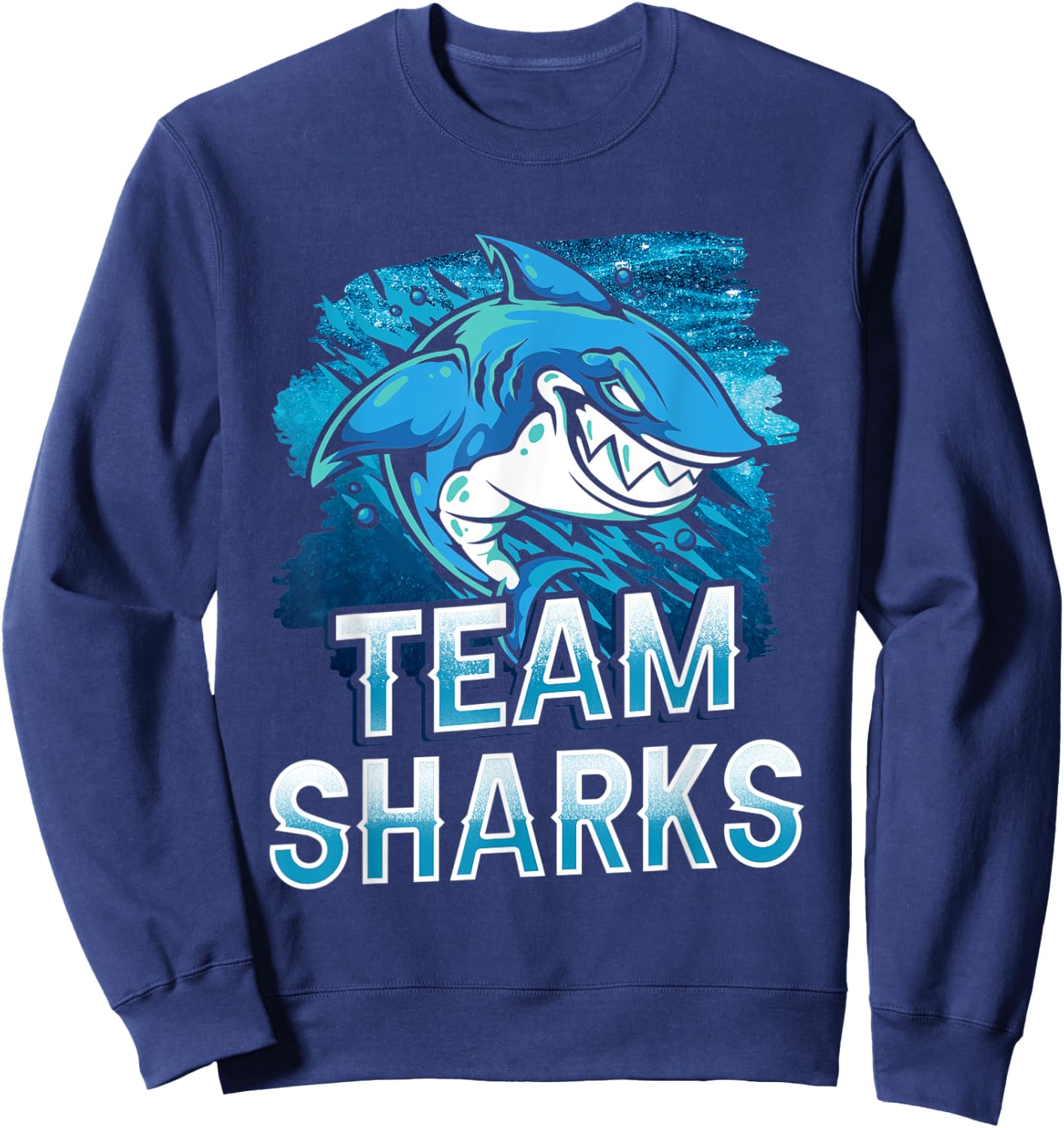 Team Sharks Teeth Shark Lover Animal Sweatshirt - Sweatshirt | Navy