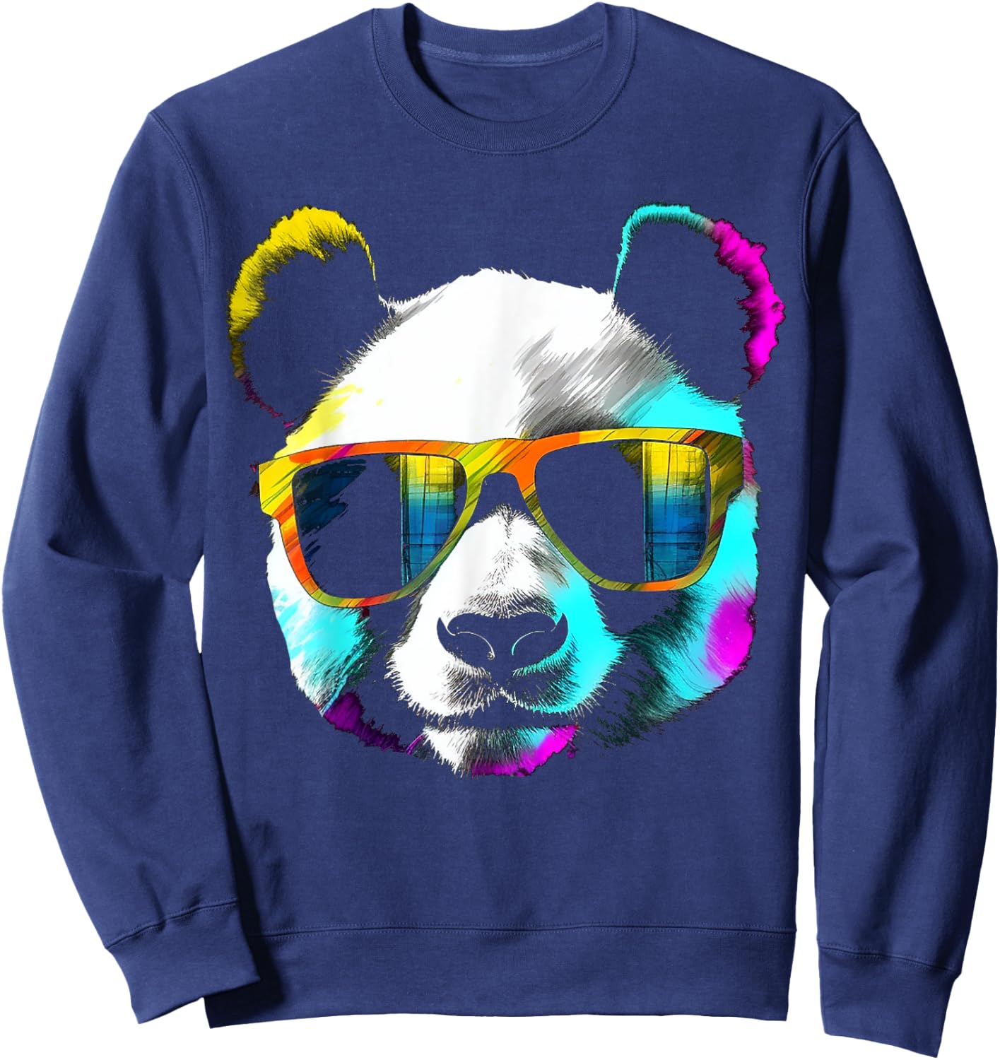 Panda Sunglasses Artwork | Animal Motif Panda Sweatshirt - Sweatshirt | Navy