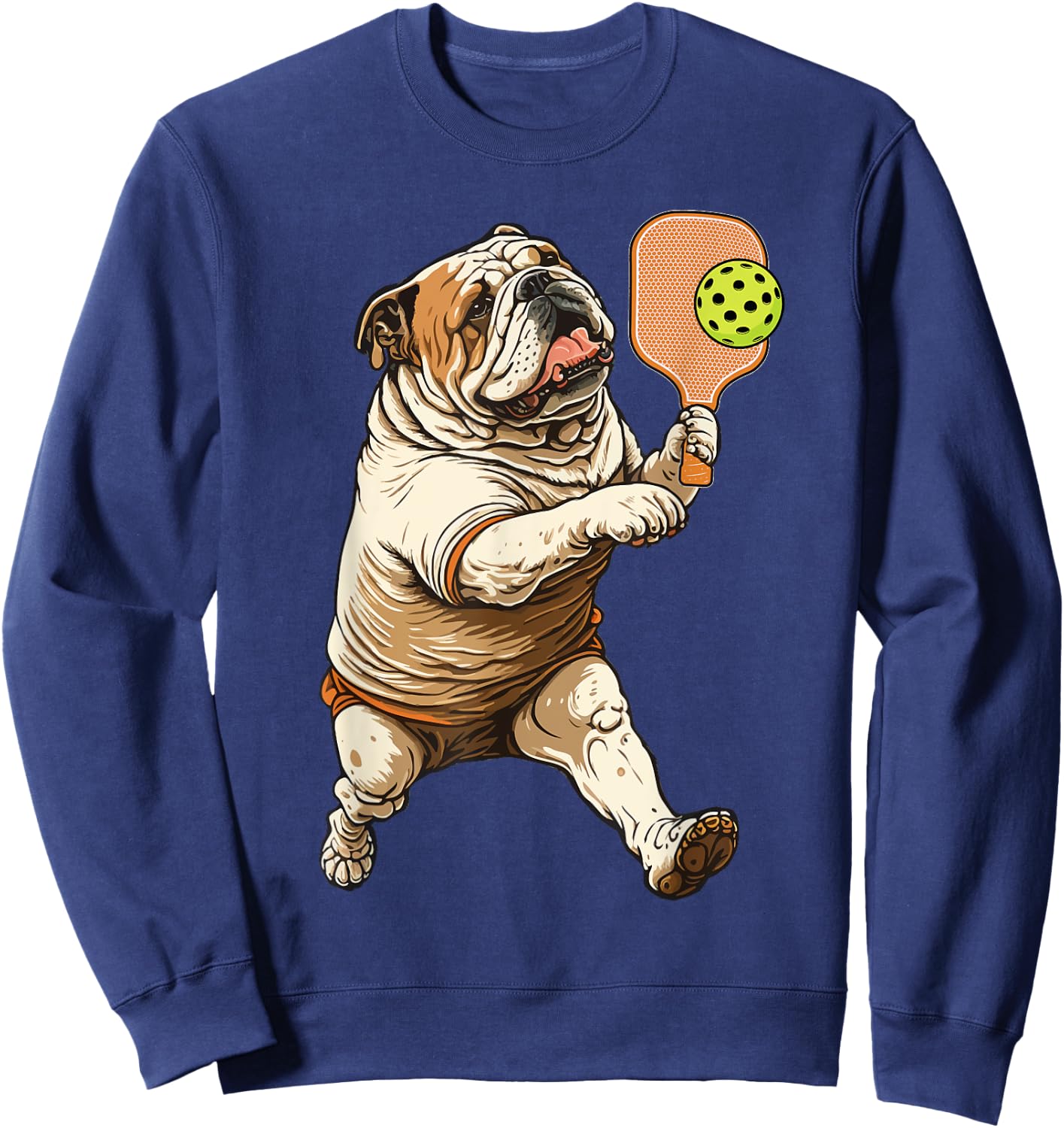 Funny Bulldog Play Pickleball Funny Bulldog lover Sweatshirt - Sweatshirt | Navy