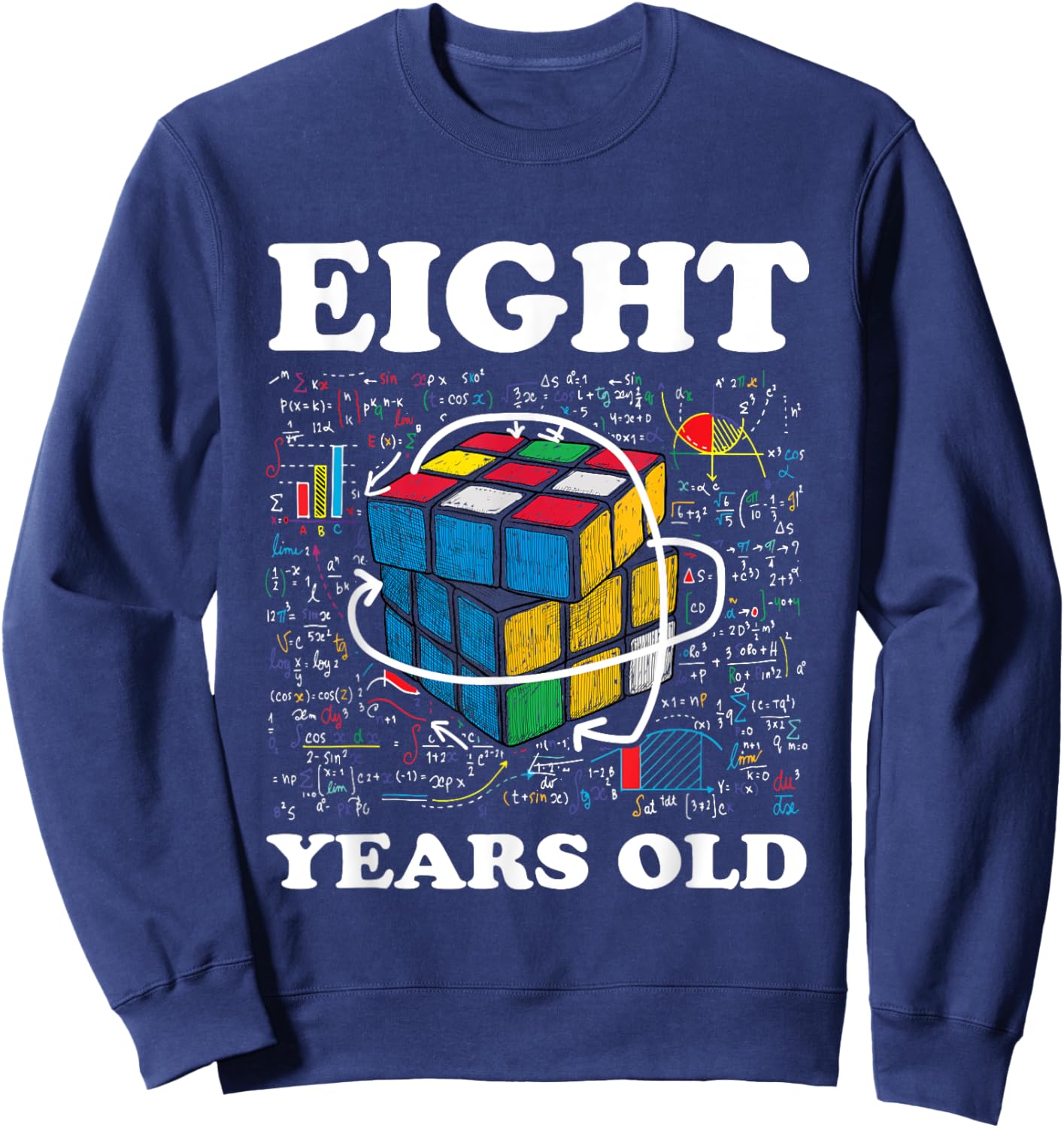 Competitive Speed Cubing 8 Years Old Birthday for Boy Girl Sweatshirt - Sweatshirt | Navy