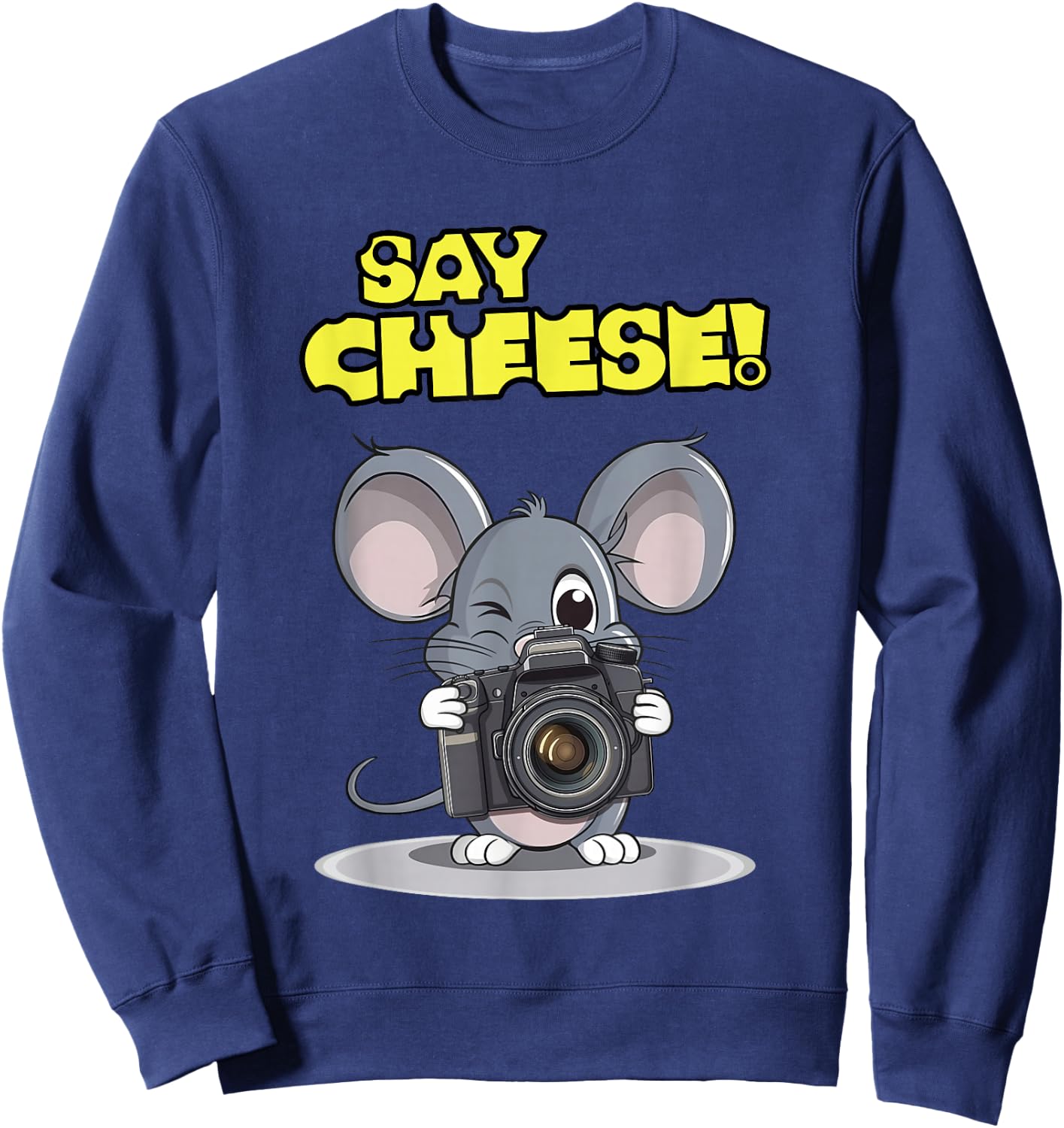 Say Cheese Funny Mouse Photographer Photo Camera Humor Sweatshirt - Sweatshirt | Navy