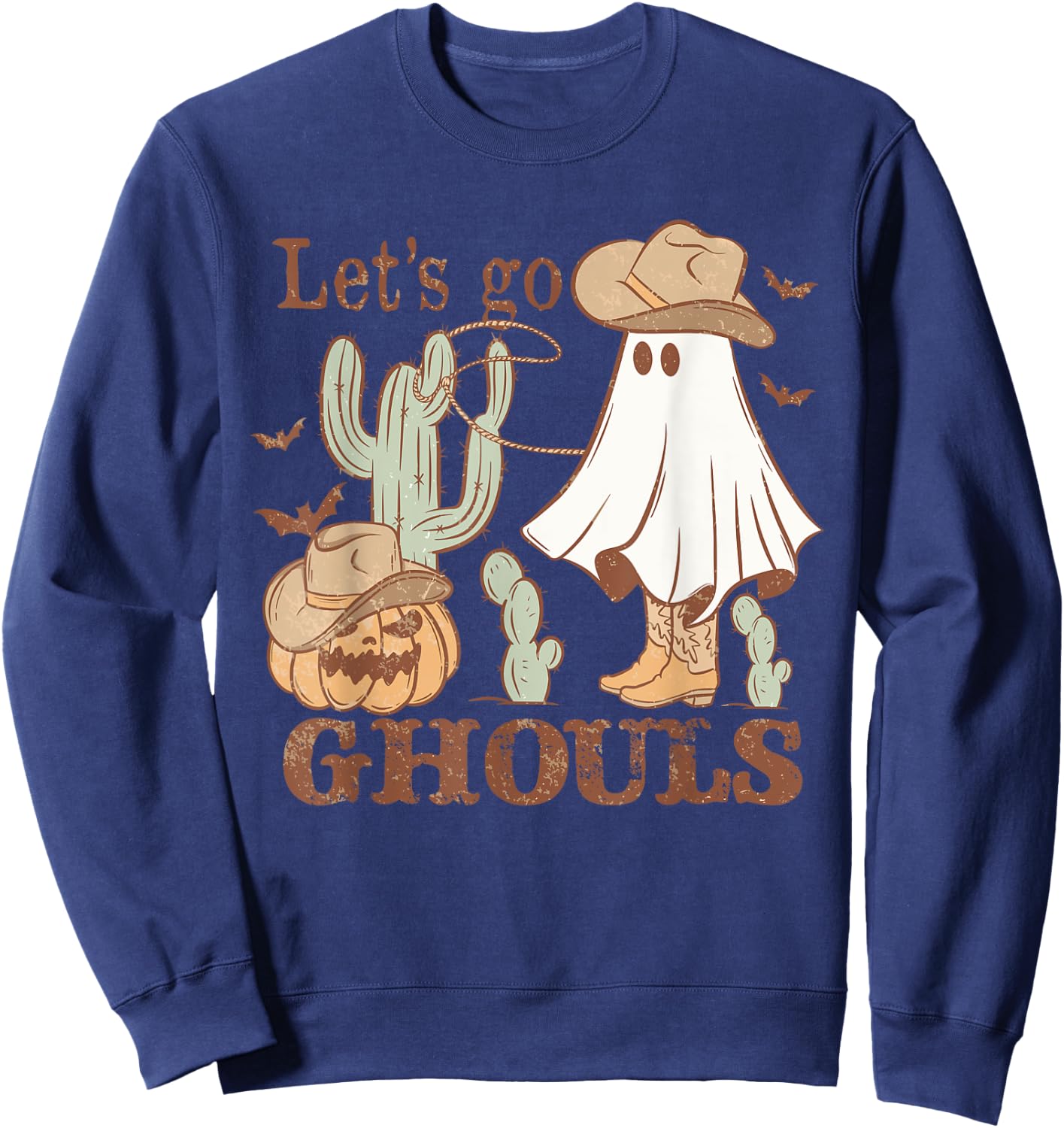 Let´s go Ghoul Ghost Cowboy Hat Lasso Rodeo Halloween Sweatshirt - Sweatshirt | Navy