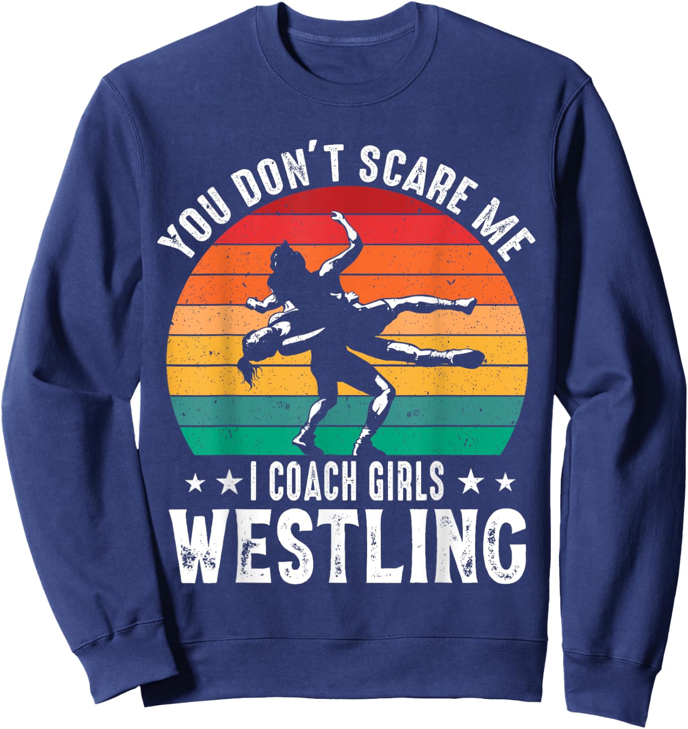Girls Scholastic Wrestling Coach Folkstyle Wrestling Retro Sweatshirt - Sweatshirt | Navy