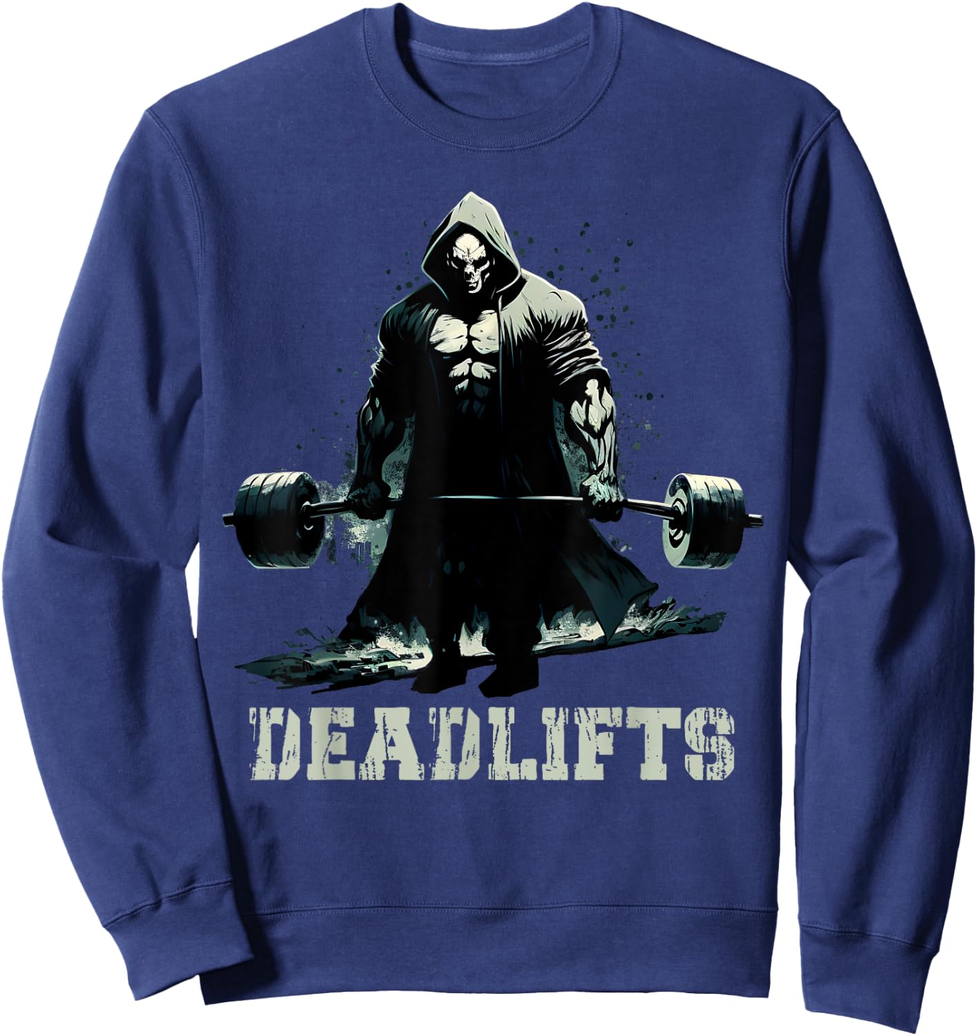 Deadlifts Funny Gym Leg Day Grim Reaper Deadlifting Weights Sweatshirt - Sweatshirt | Navy