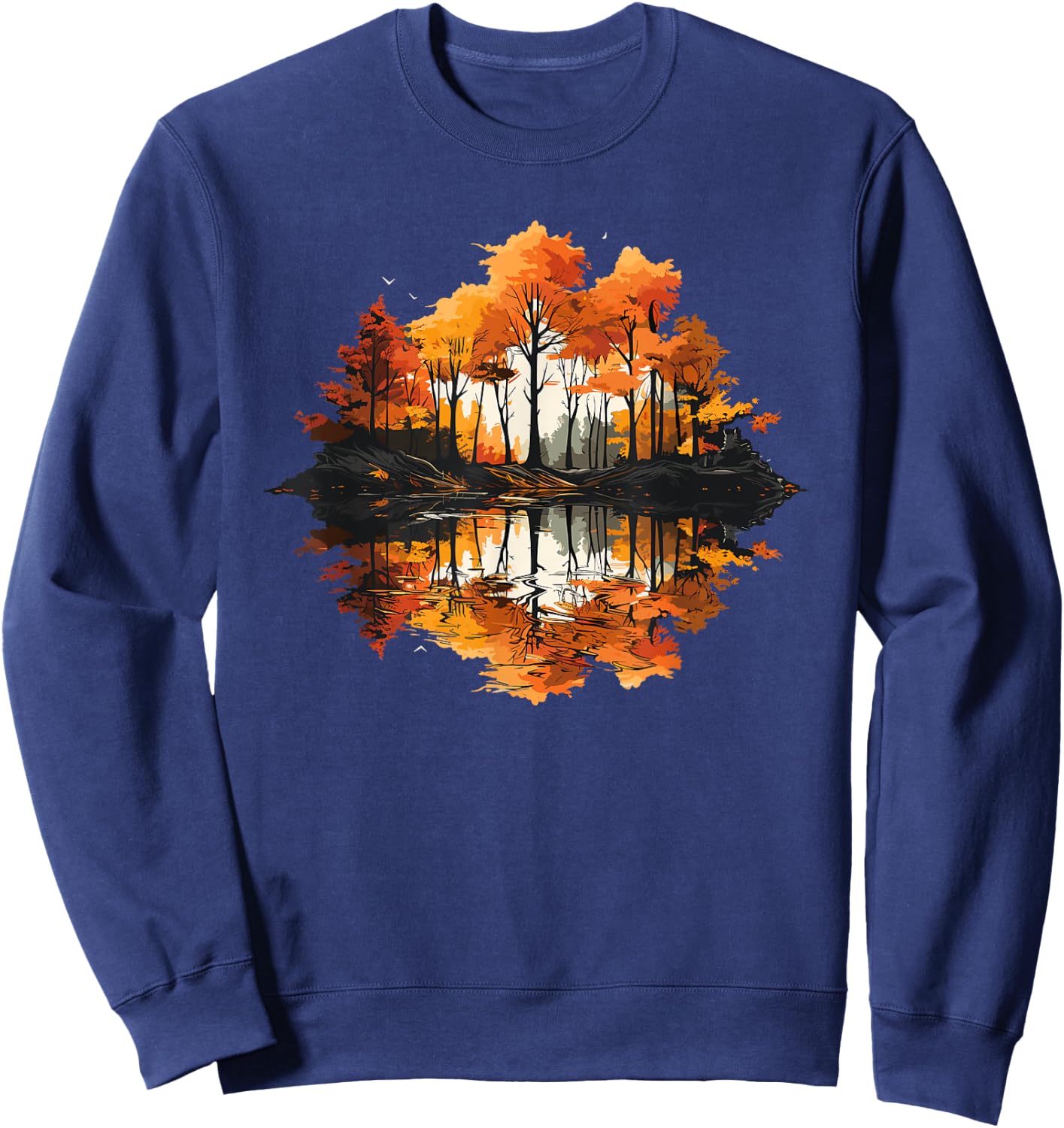 Nature Reflection Forest Trees Outdoor Wildlife Sweatshirt - Sweatshirt | Navy