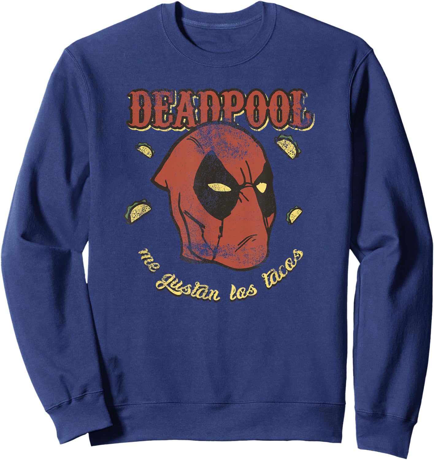 Marvel Comics Retro Classic Deadpool Me Gustan Los Tacos Sweatshirt - Sweatshirt | Navy