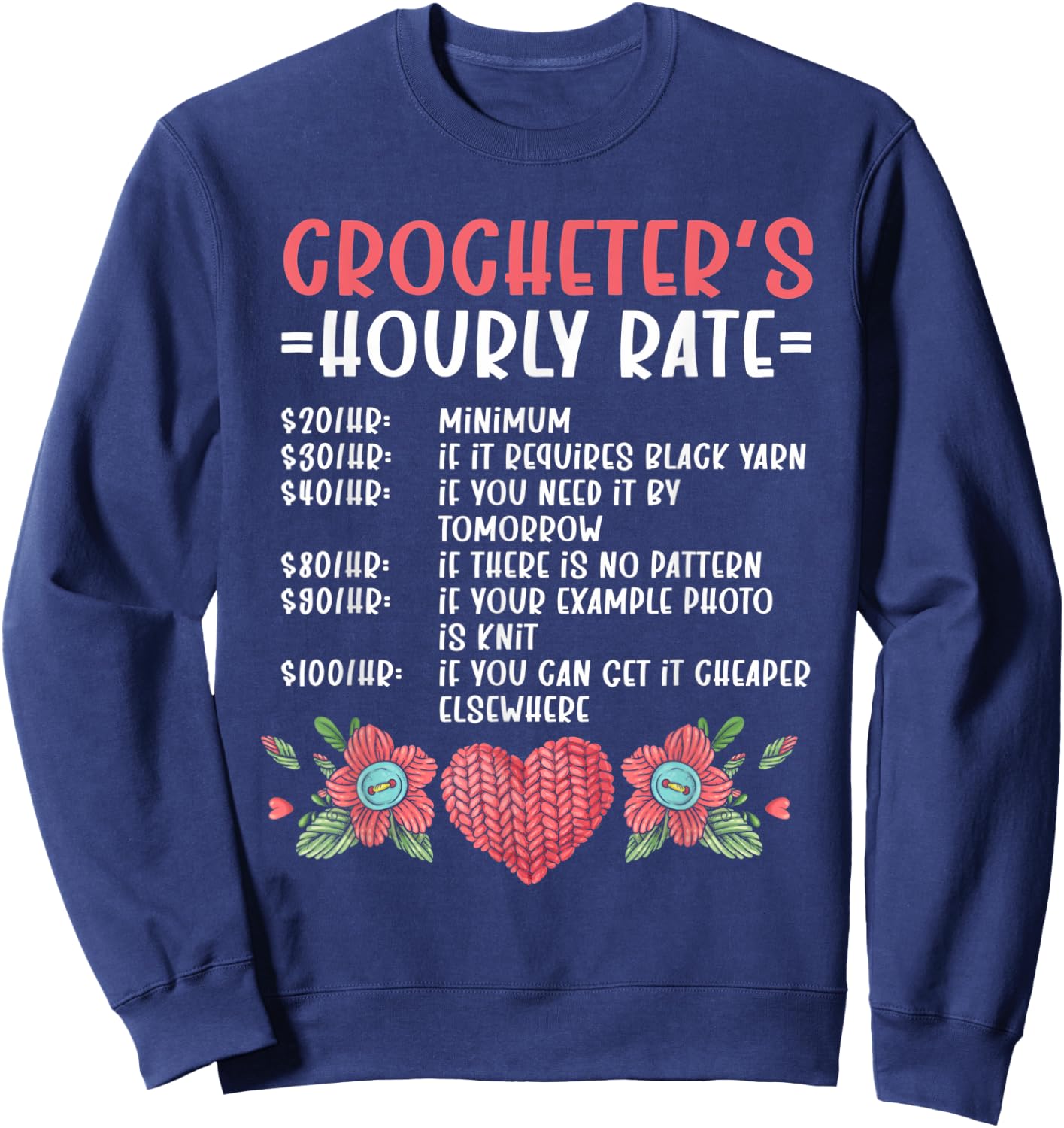 Crochet Yarn Crocheting Sweatshirt - Sweatshirt | Navy