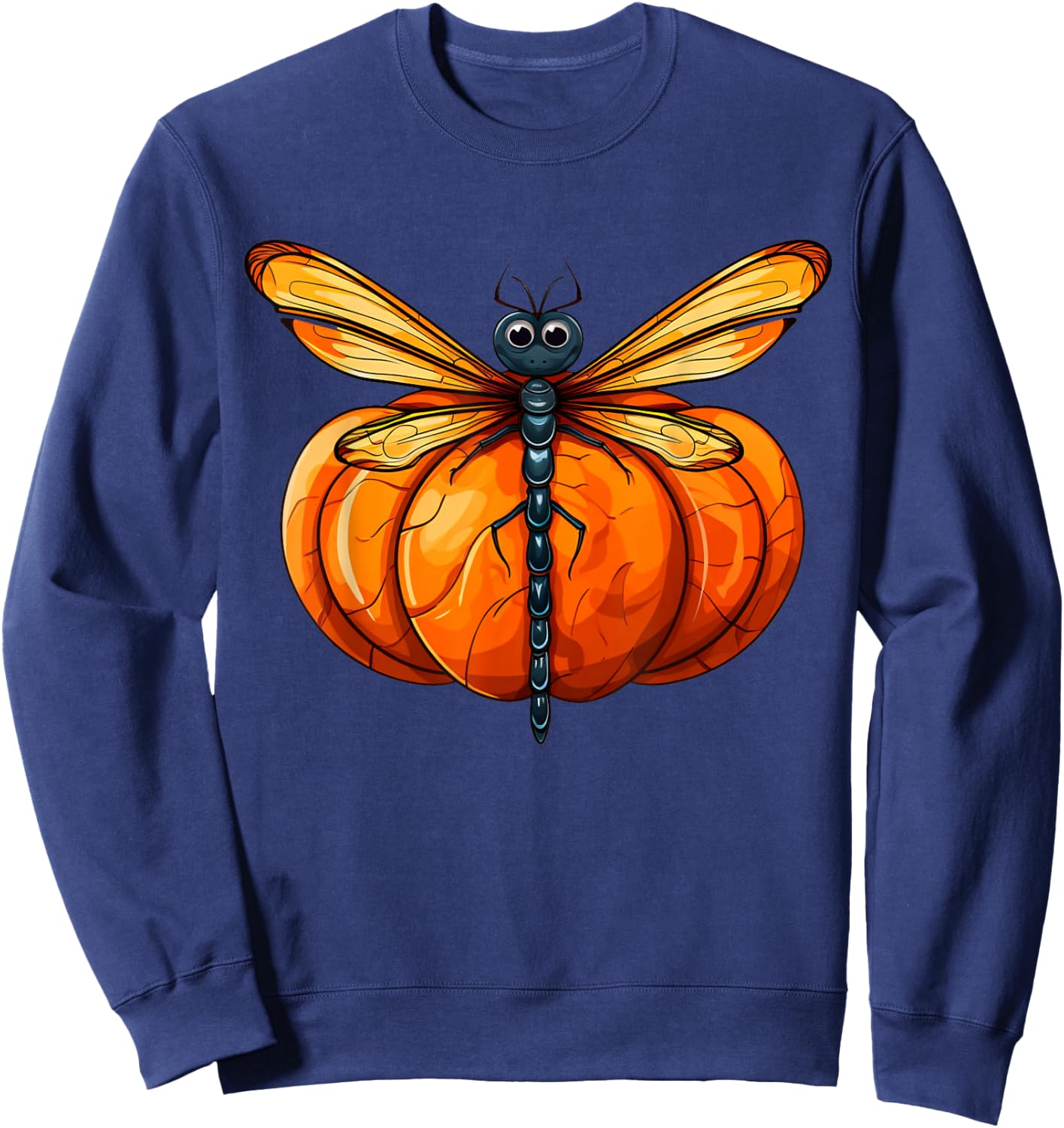 Vintage Dragonfly Pumpkin Lazy Halloween Party Costume Kids Sweatshirt - Sweatshirt | Navy