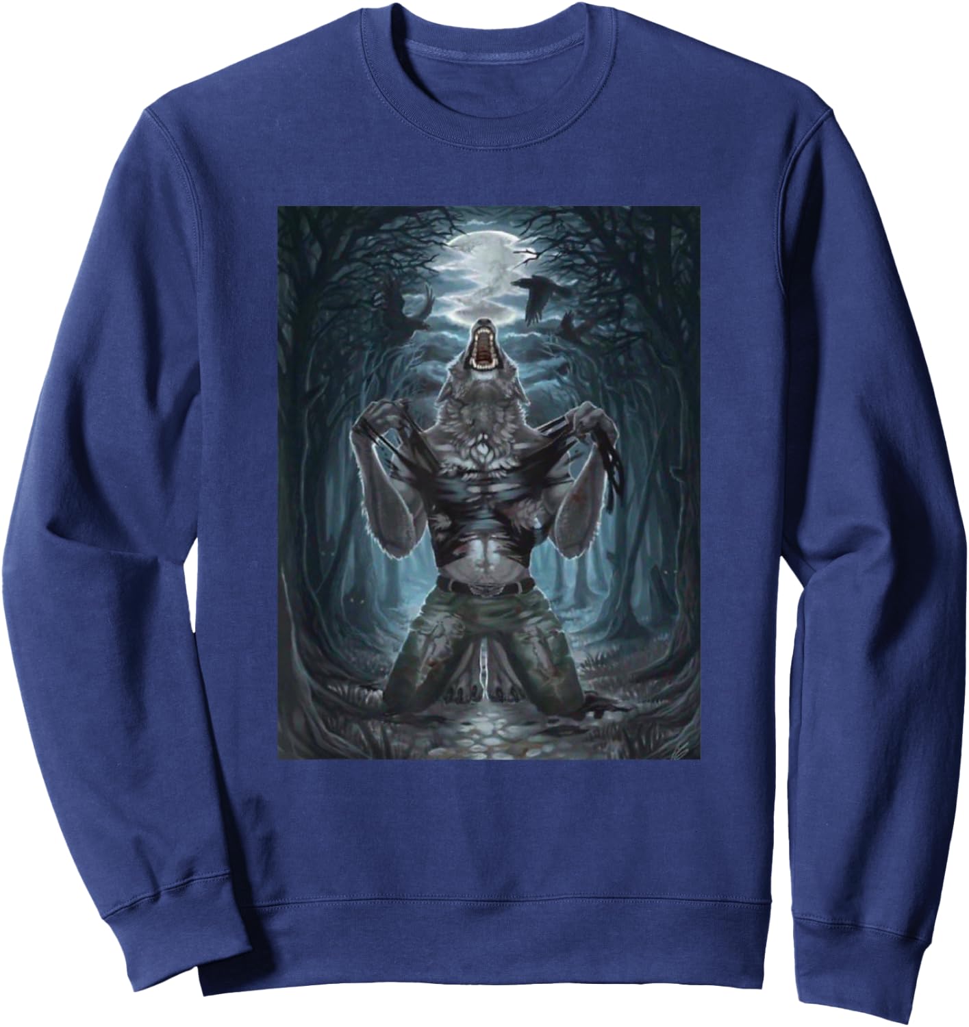 Werewolf Ripping Off Meme Sweatshirt - Sweatshirt | Navy