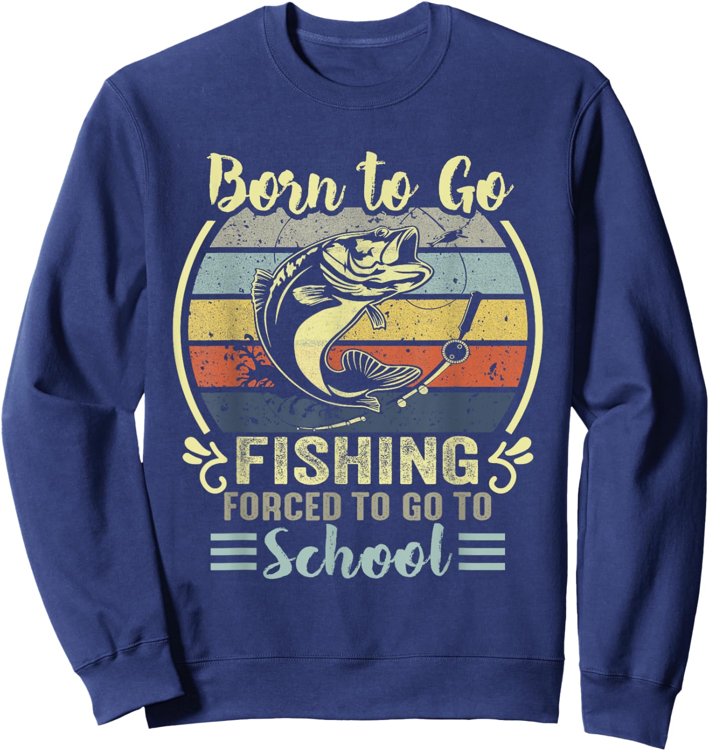 Funny Born to Go Fishing Bass Fish Fisherman Boys Kids Small Sweatshirt - Sweatshirt | Navy