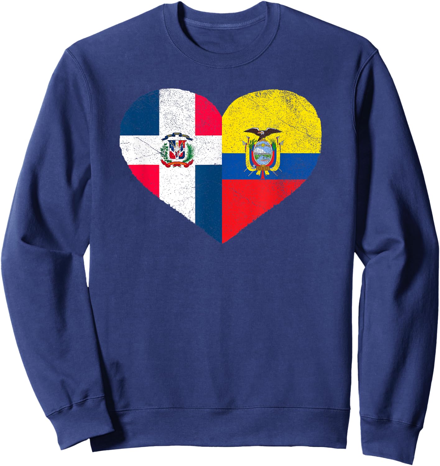 Dominican Ecuadorian Flag Heart Dominican Ecuador Sweatshirt - Sweatshirt | Navy