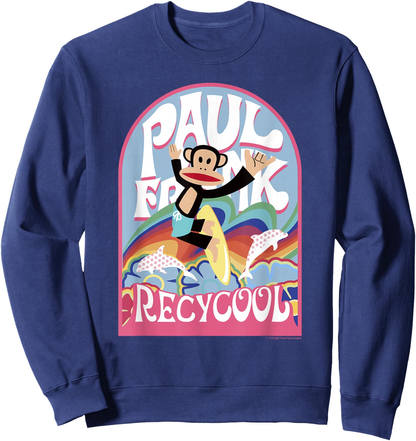 Paul Frank Earth Day Recycool Rainbow Surfing Julius Sweatshirt - Sweatshirt | Navy