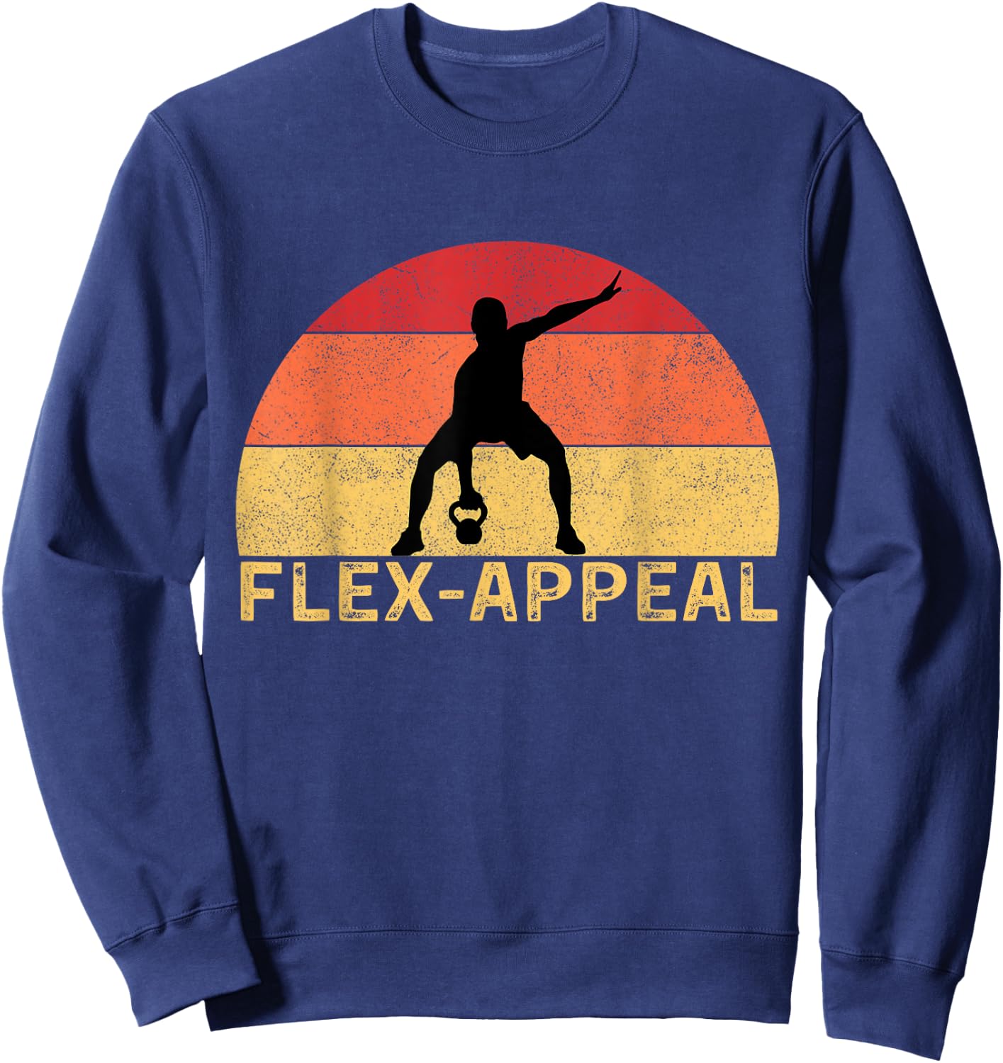 Flex-Appeal Gym Workout Half Retro Sunset Funny Sweatshirt - Sweatshirt | Navy