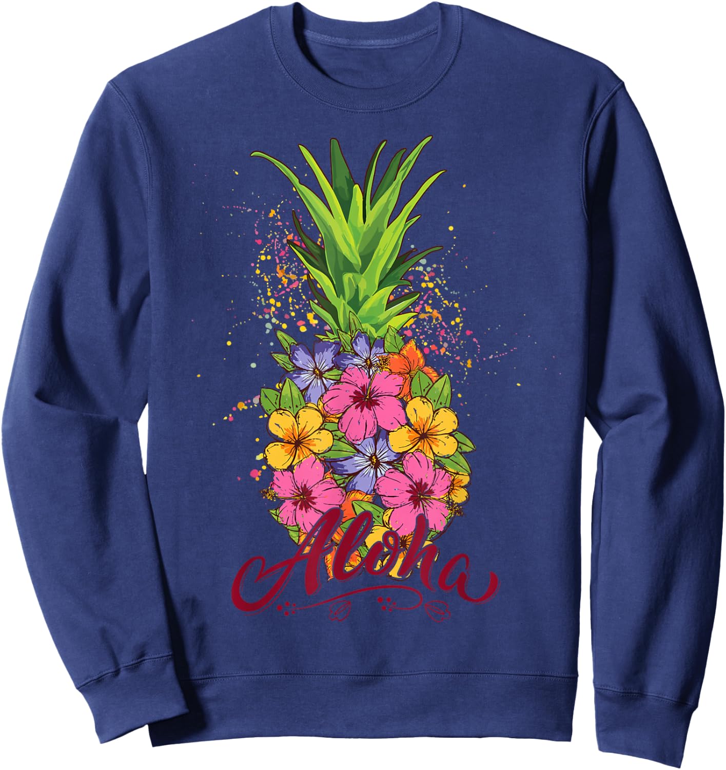 Hawaiian-Shirt Aloha Hawaii Kids Girl Women Pineapple Floral Sweatshirt - Sweatshirt | Navy