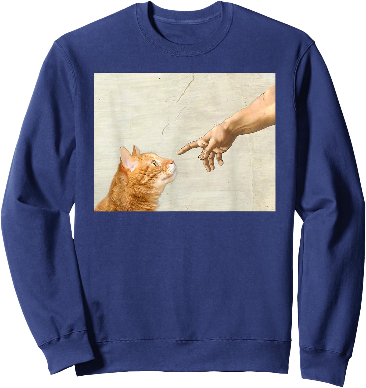 Cute Aesthetic Funny Cat Art Graphic y2k Teen Girl Sweatshirt - Sweatshirt | Navy