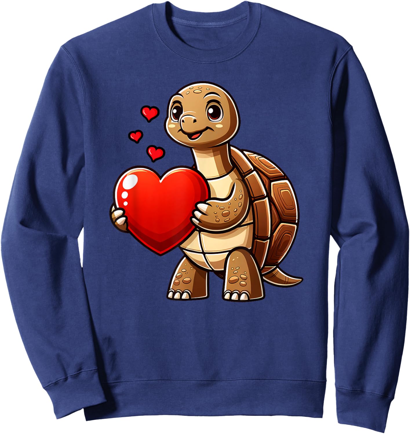Sulcata Tortoise Turtle Valentines Heart Lover Funny Boys Sweatshirt - Sweatshirt | Navy