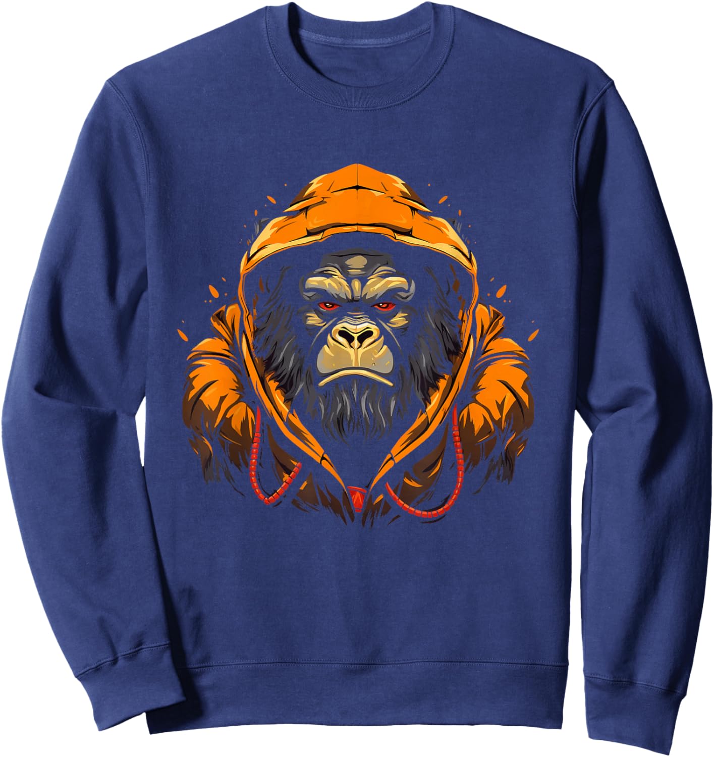Gorilla Wearing Ape Wildlife Artwork Monkey Graphic Sweatshirt - Sweatshirt | Navy