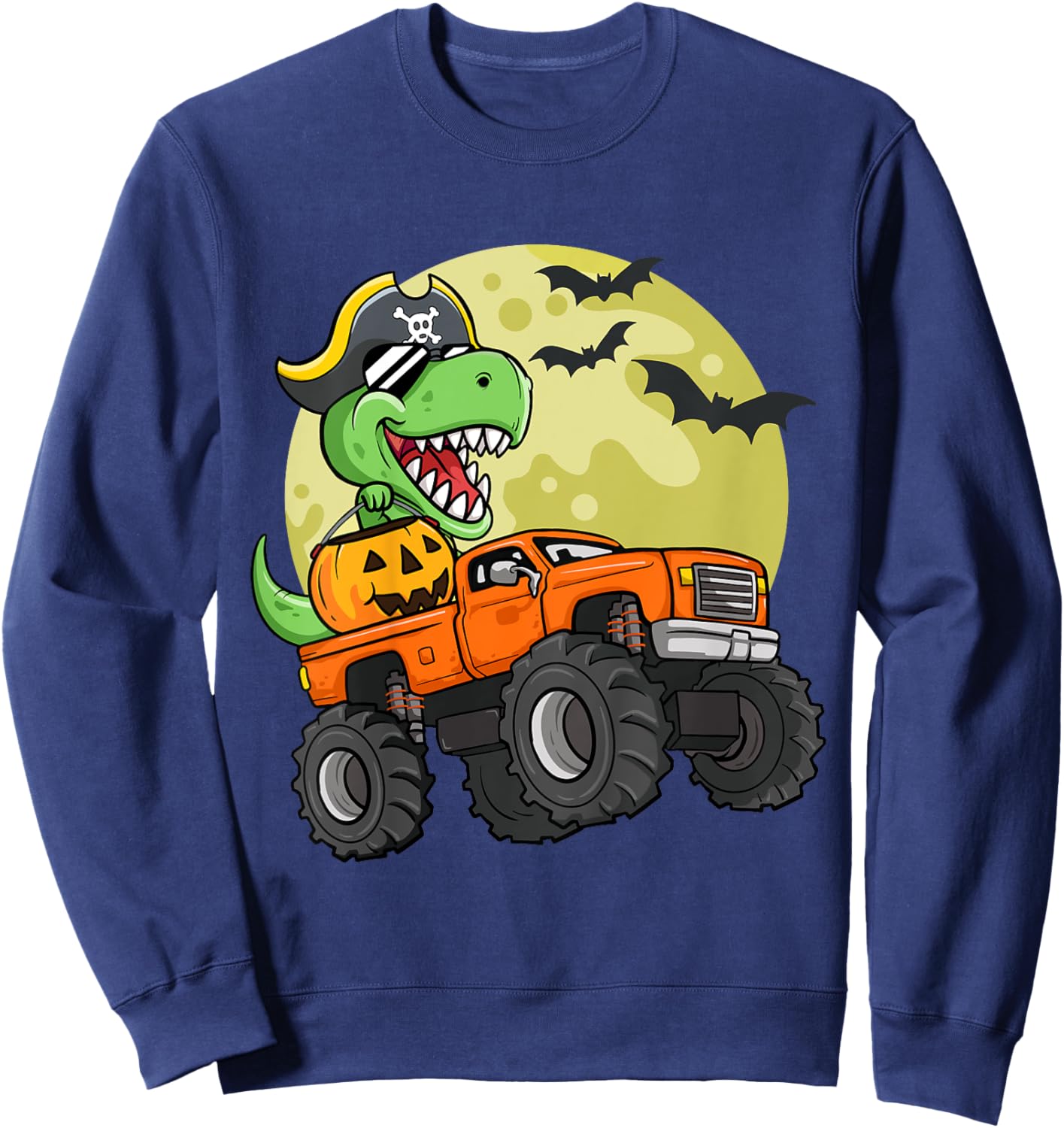 Kids Boys Halloween Monster Truck T-Rex Pirate Dinosaur Toddler Sweatshirt - Sweatshirt | Navy