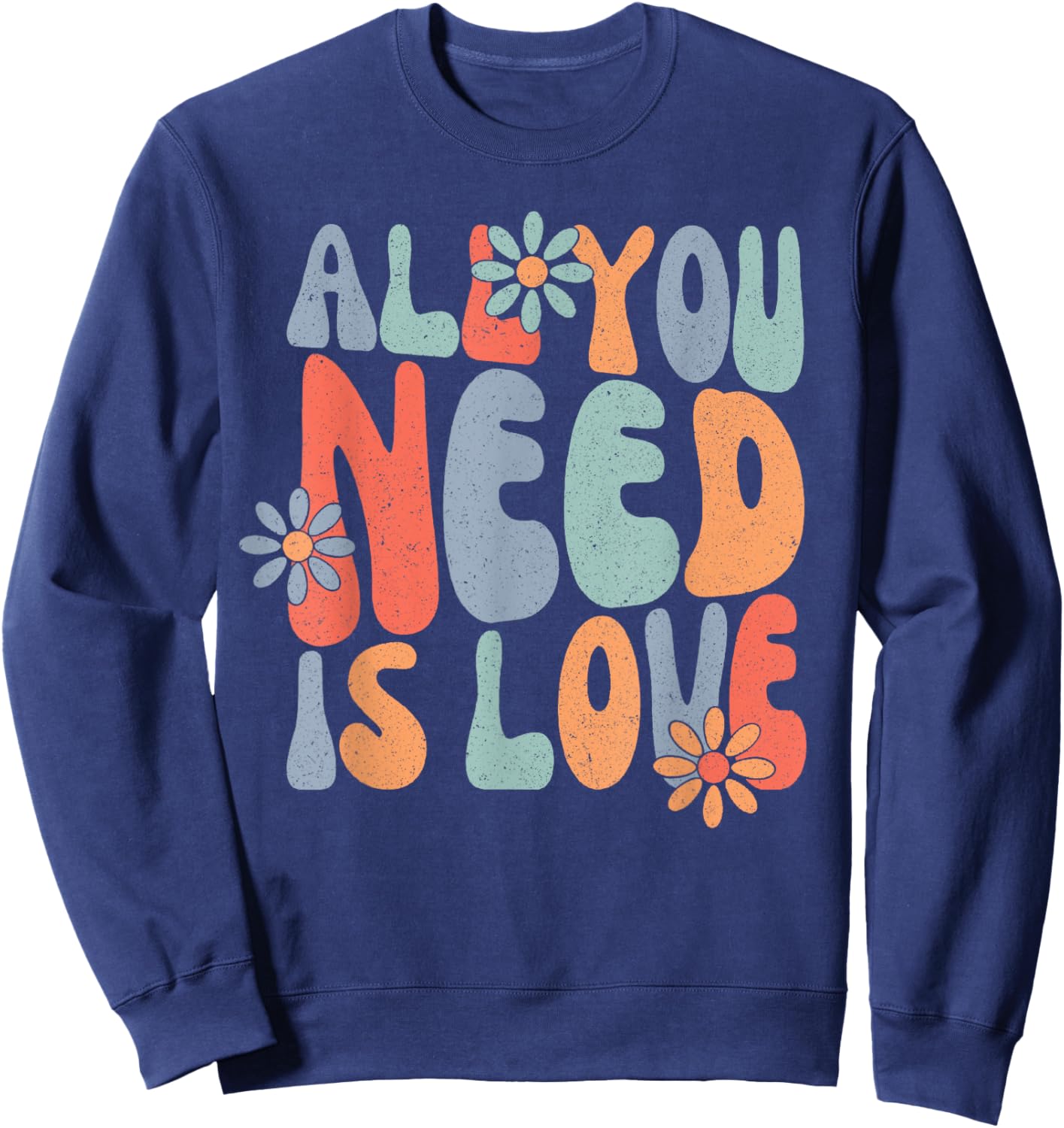 All You Need Is Love, Groovy Hippie Tie Dye Sweatshirt - Sweatshirt | Navy